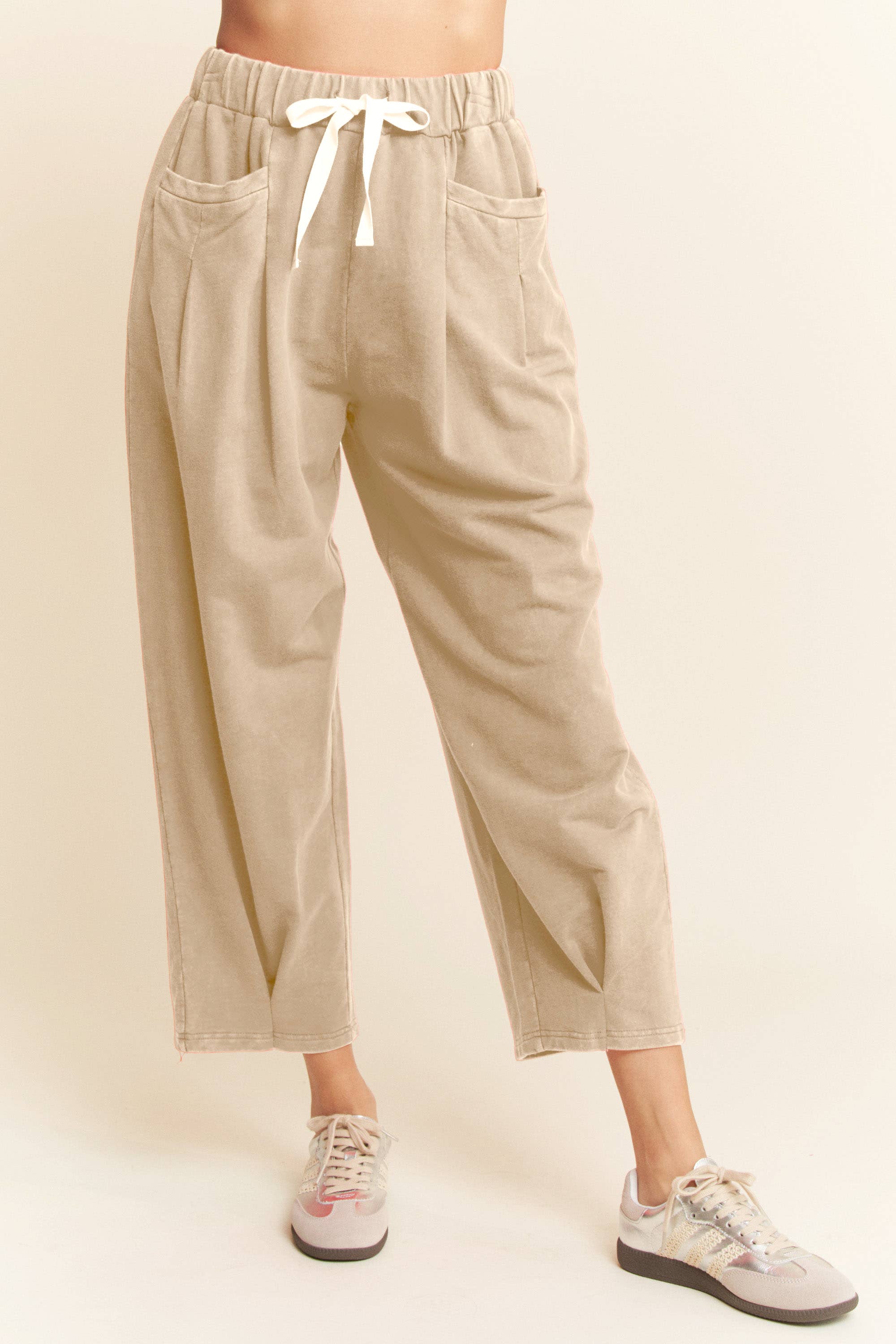 Short Sleeve Pleat Top Pants Set