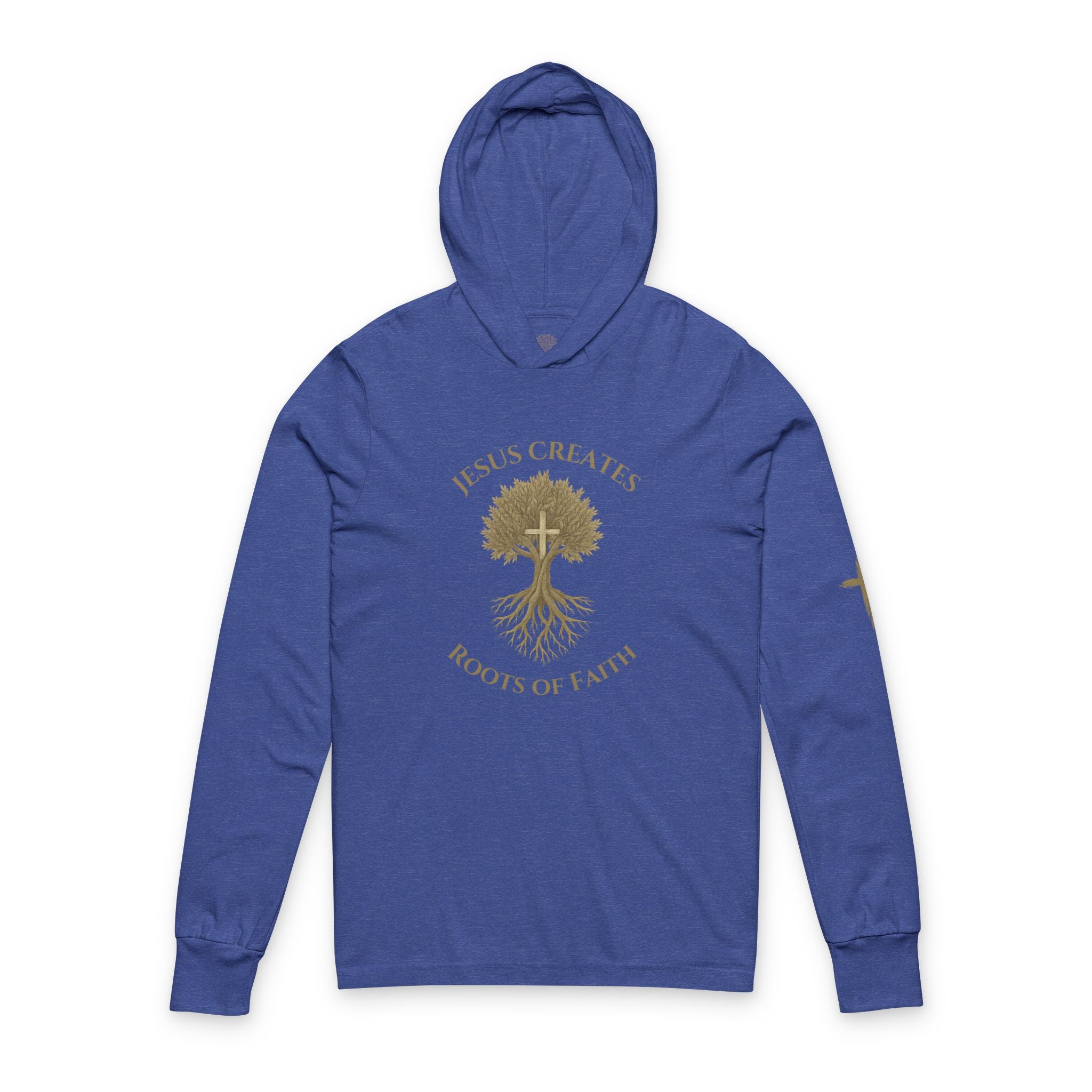 Faith-Inspired Unisex Hooded Long Sleeve Tee - Jesus Creates Roots of Faith