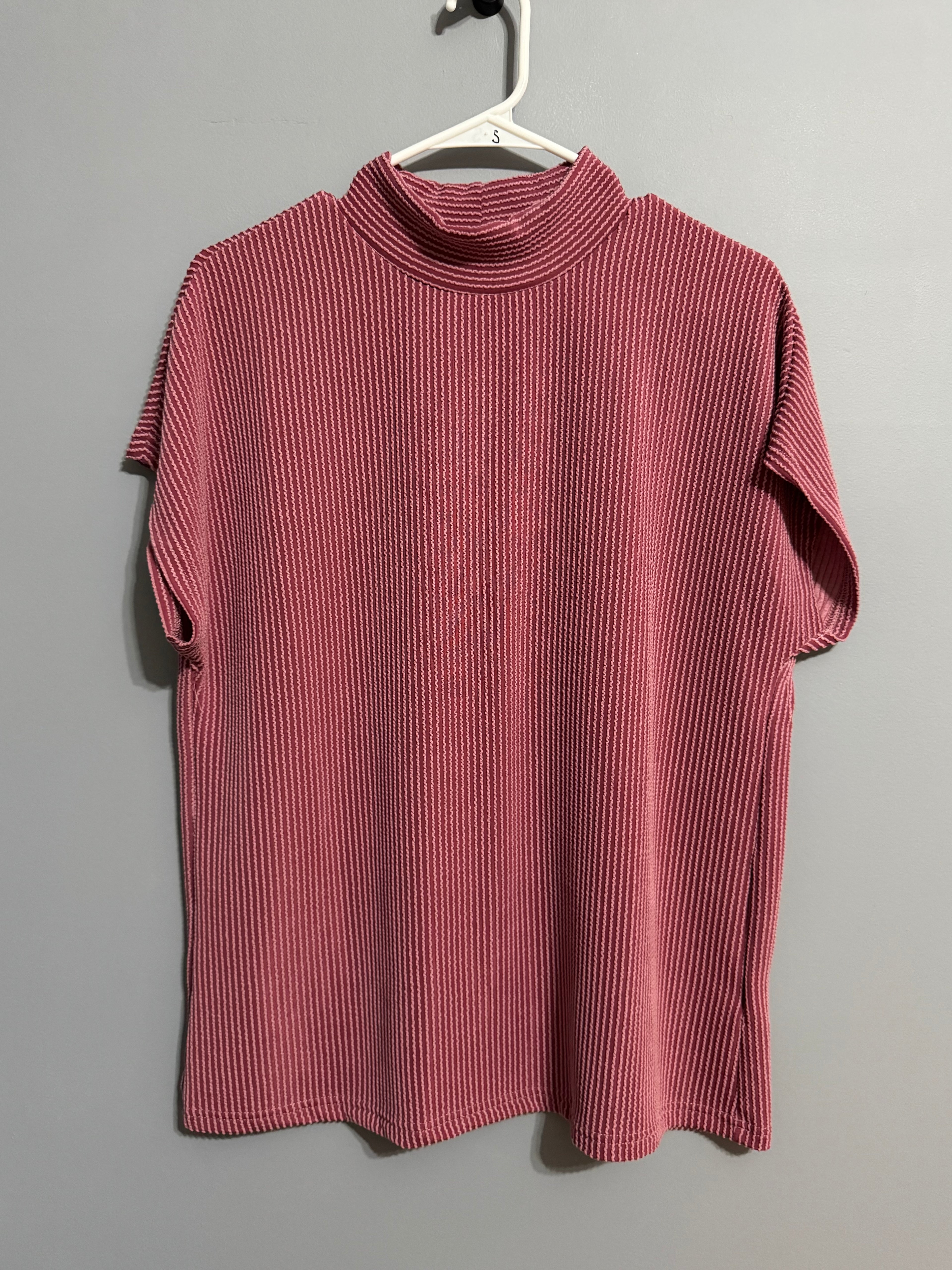 High Neck Loose Tee Elastic High Waist Loose Pant Set