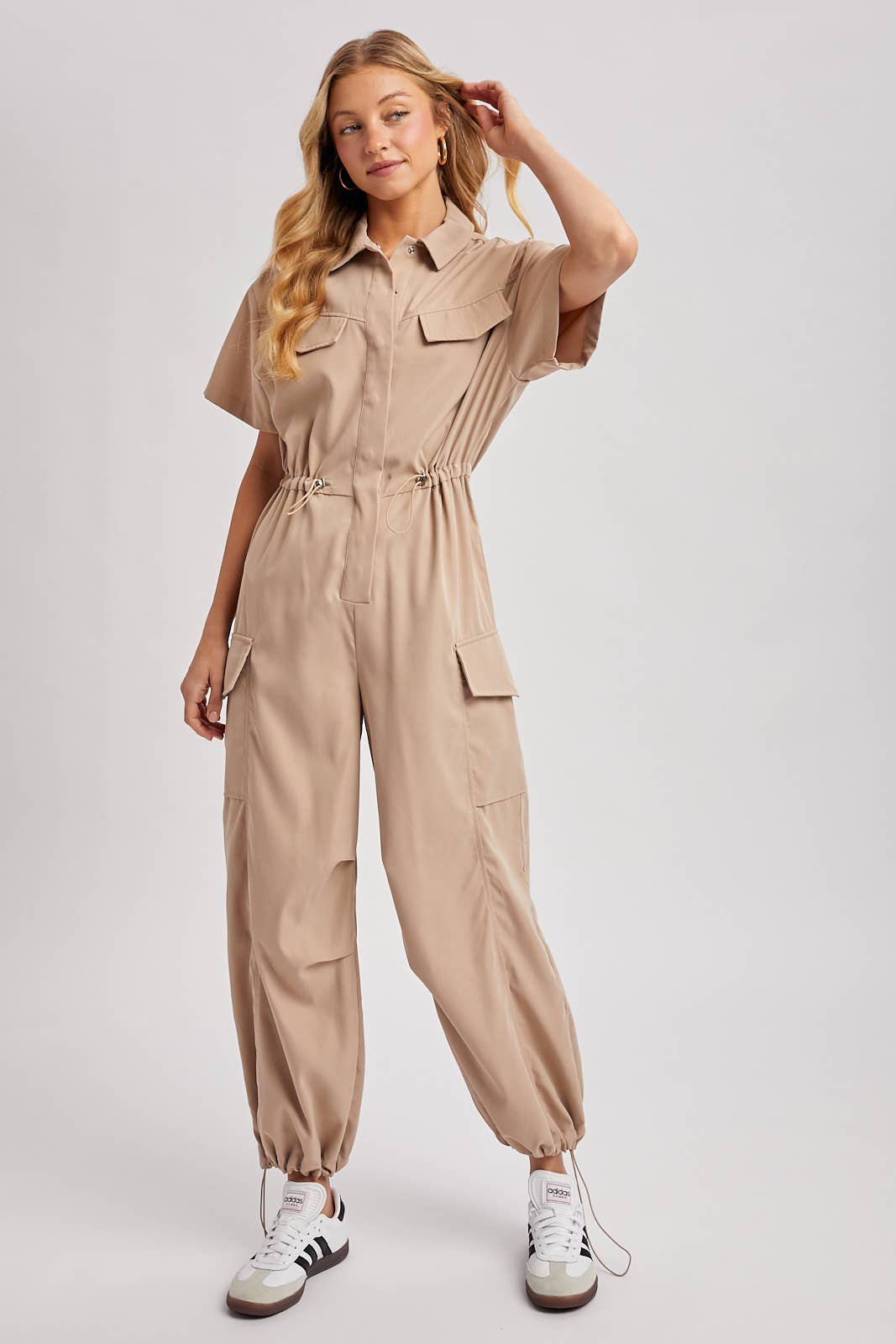 Cargo Button Down Jumpsuit