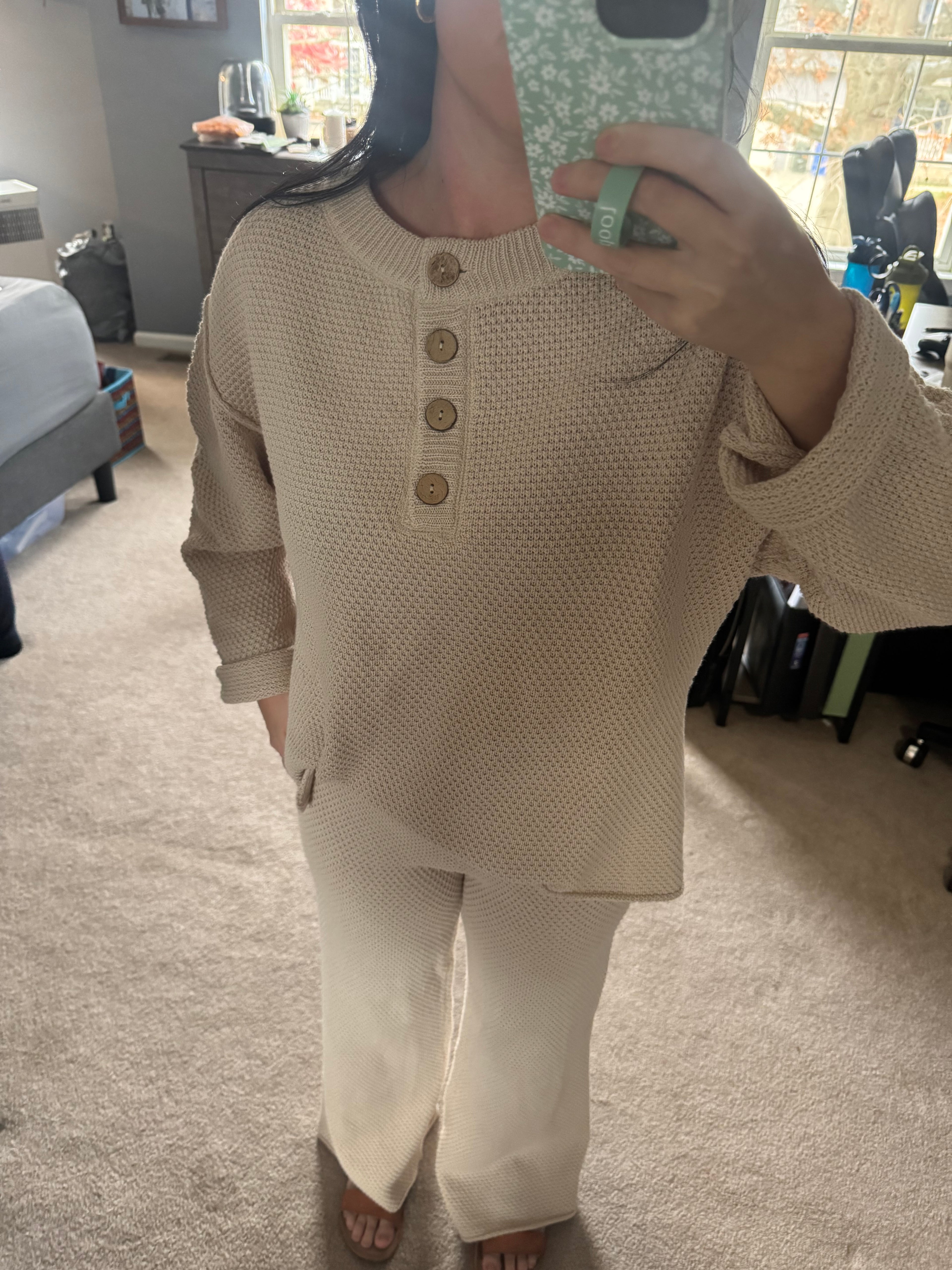 Textured Knit Top & Pants Set