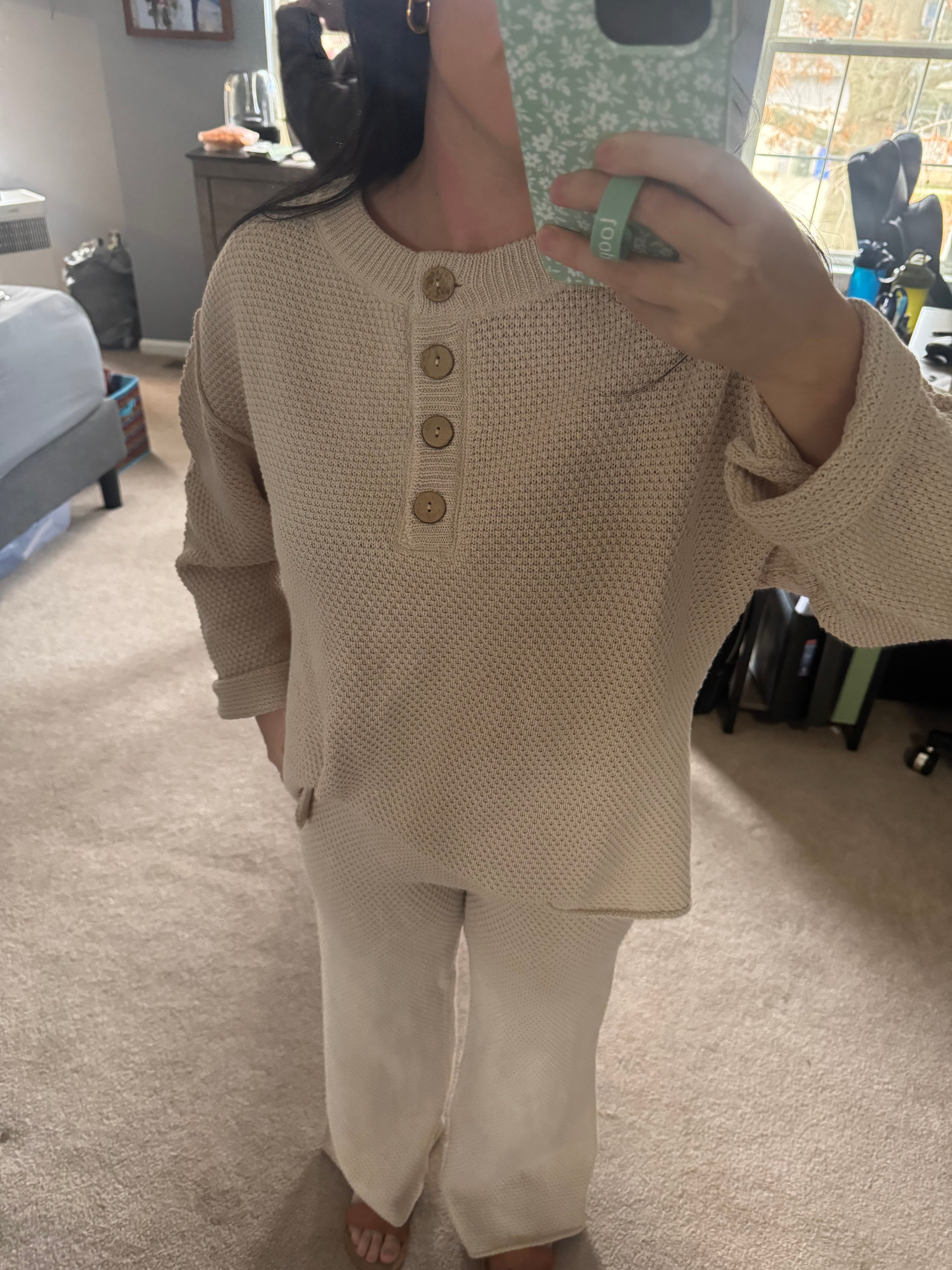 Textured Knit Top & Pants Set