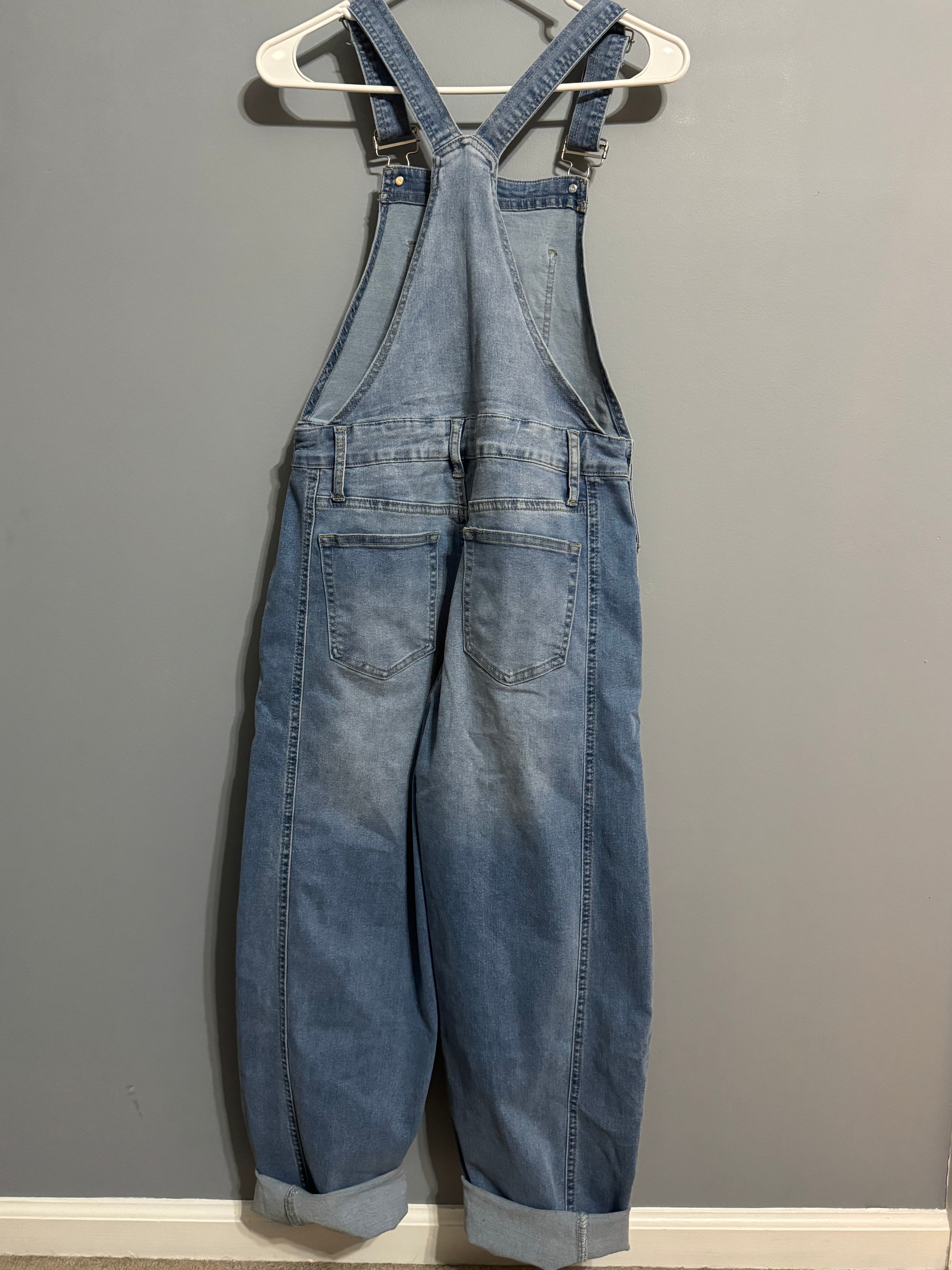 Adjustable Buckle Barrel Denim Overalls