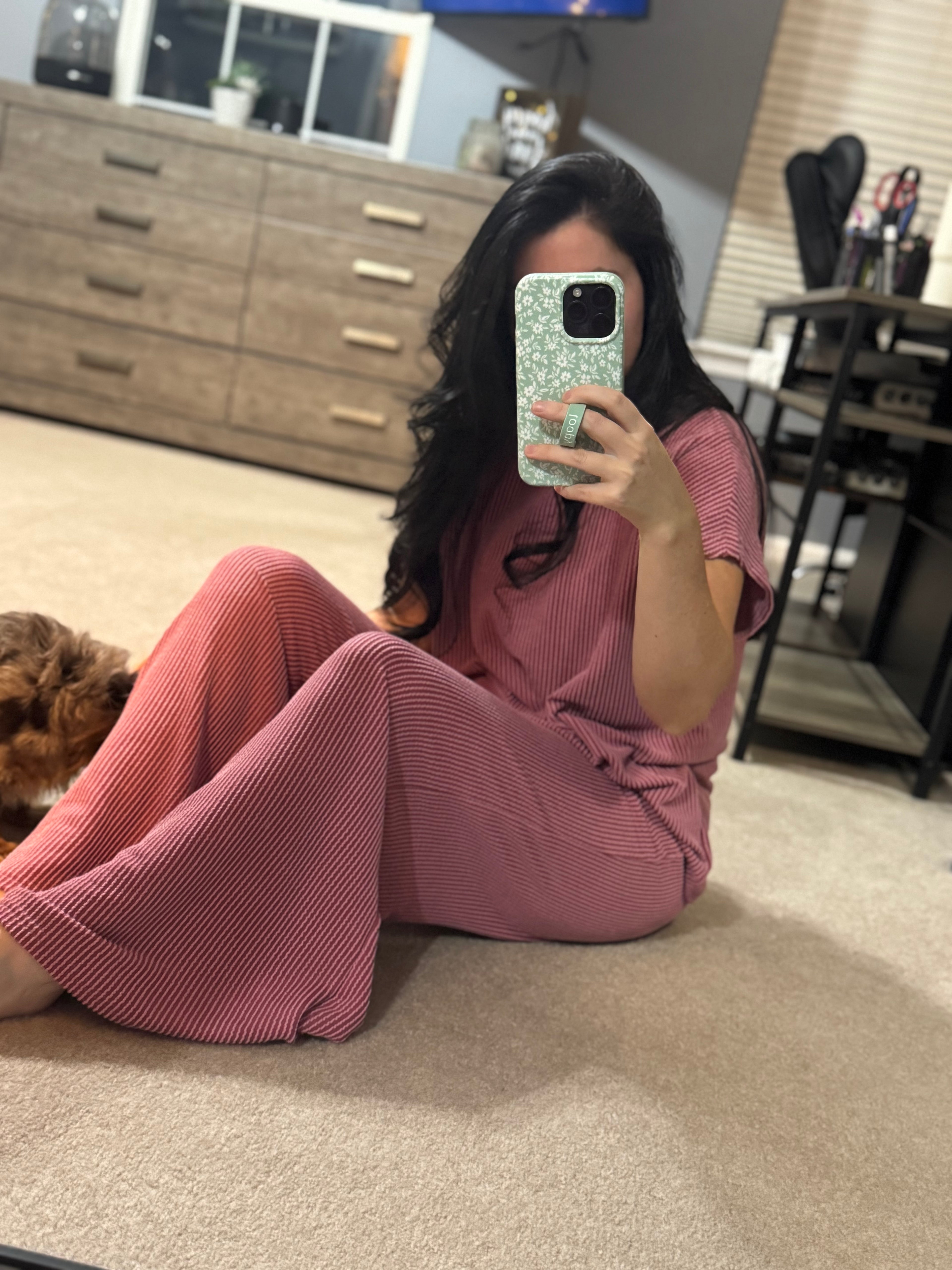 High Neck Loose Tee Elastic High Waist Loose Pant Set