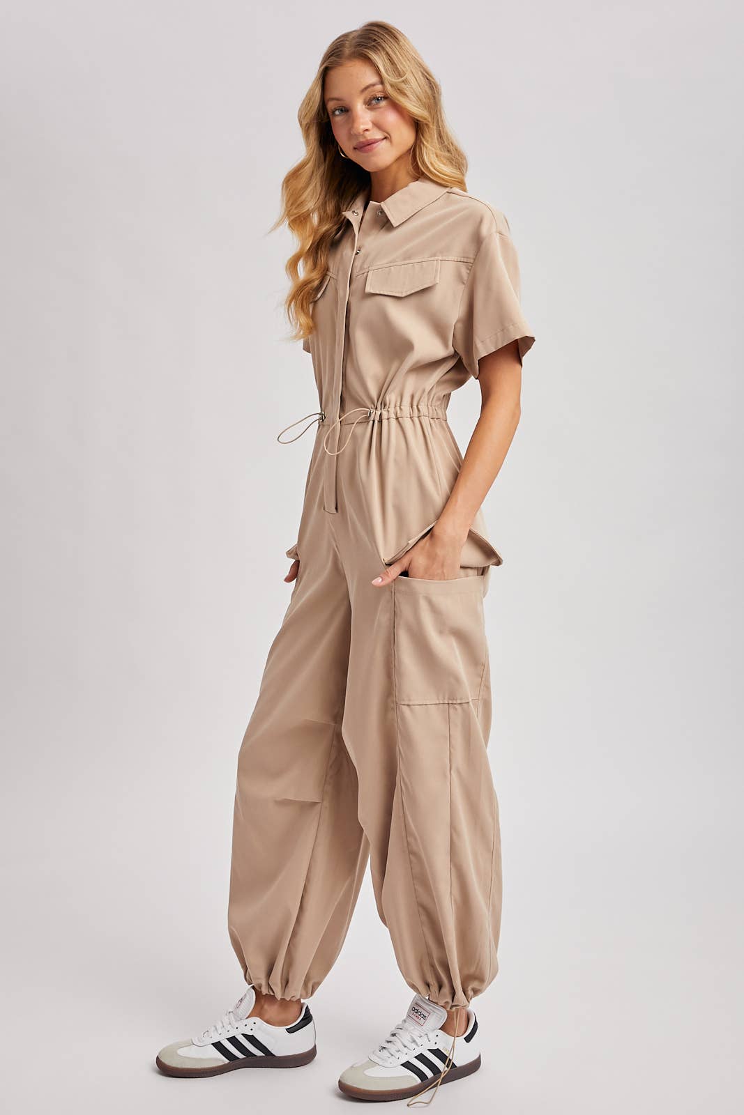 Cargo Button Down Jumpsuit