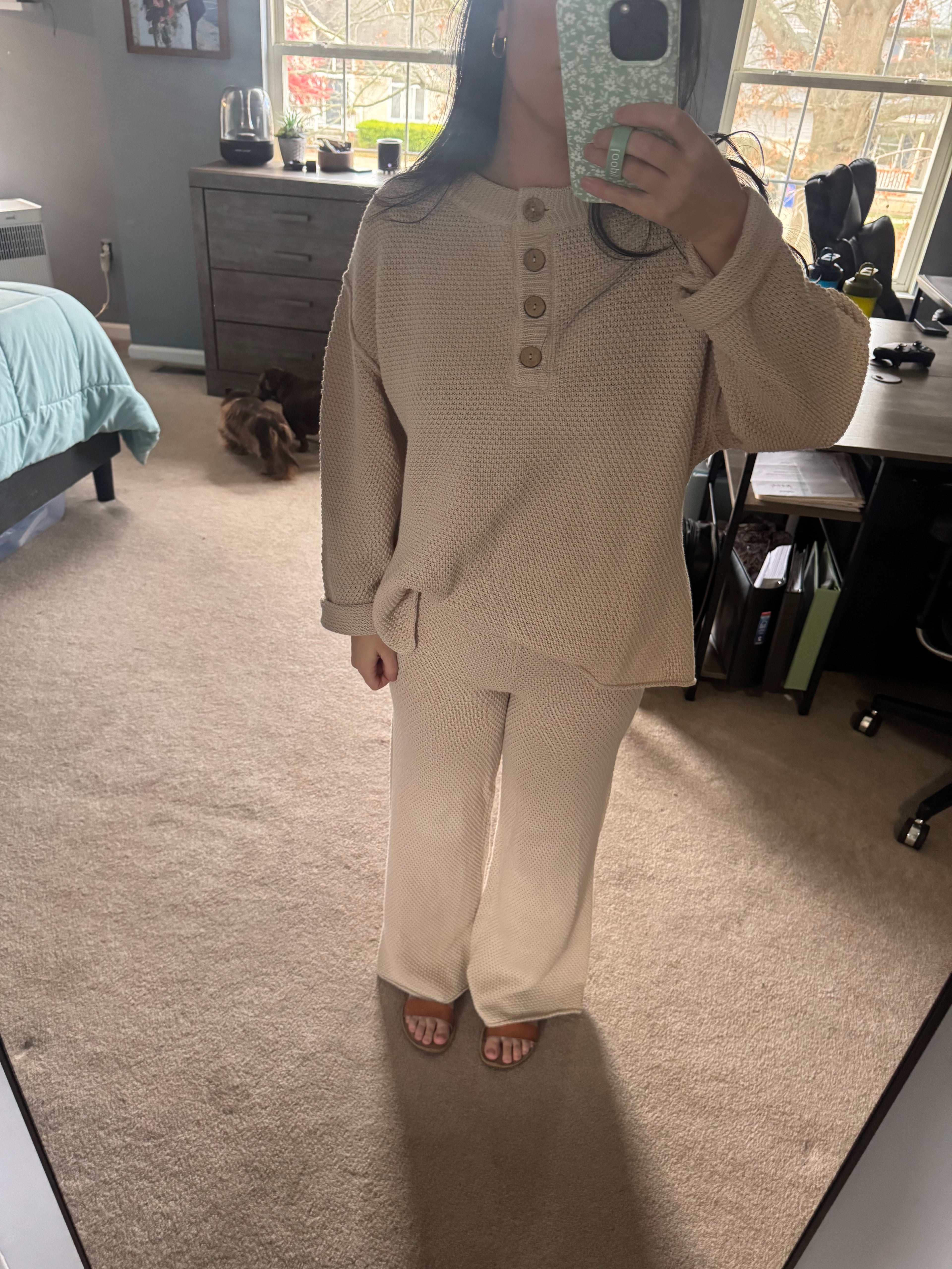 Textured Knit Top & Pants Set