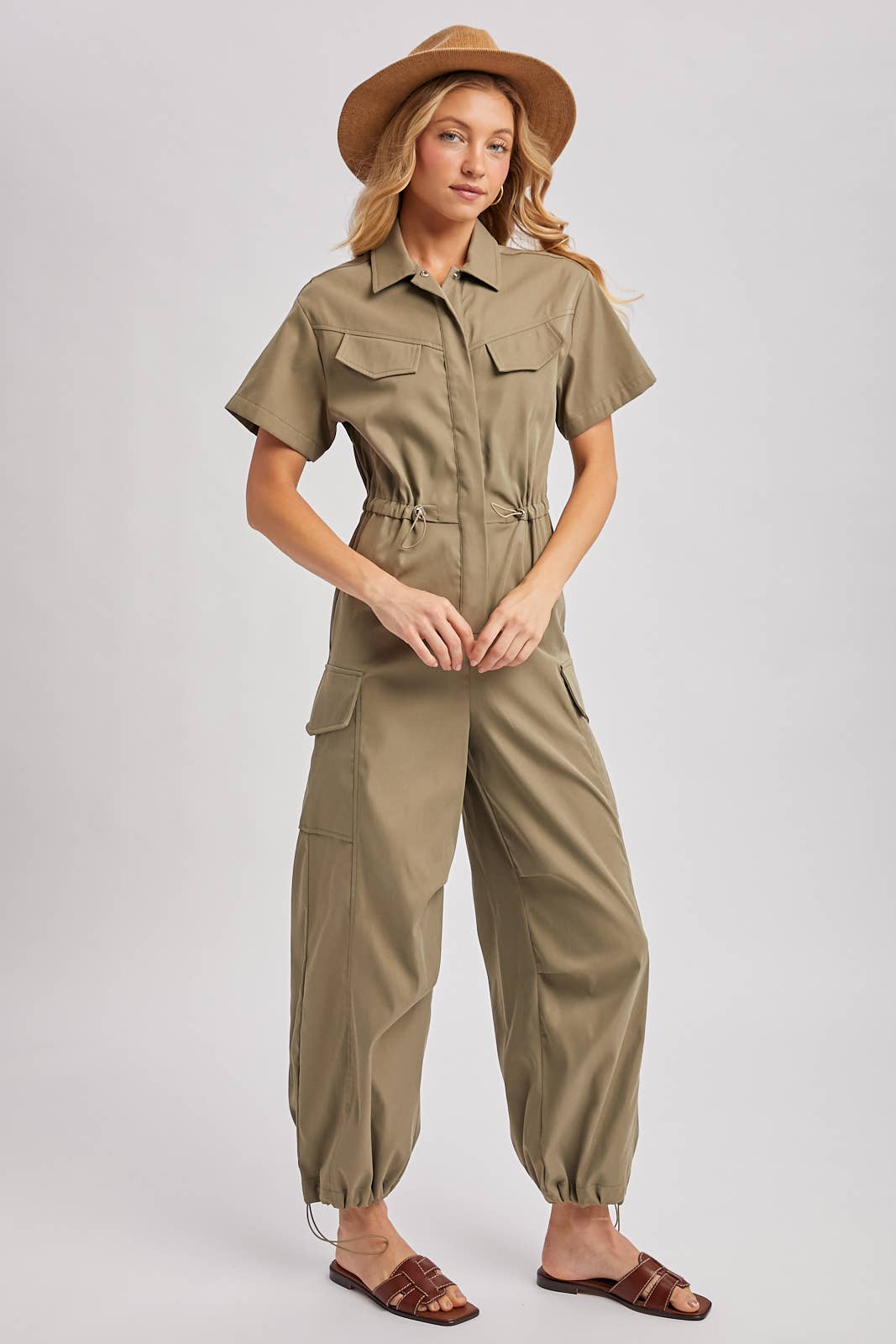 Cargo Button Down Jumpsuit