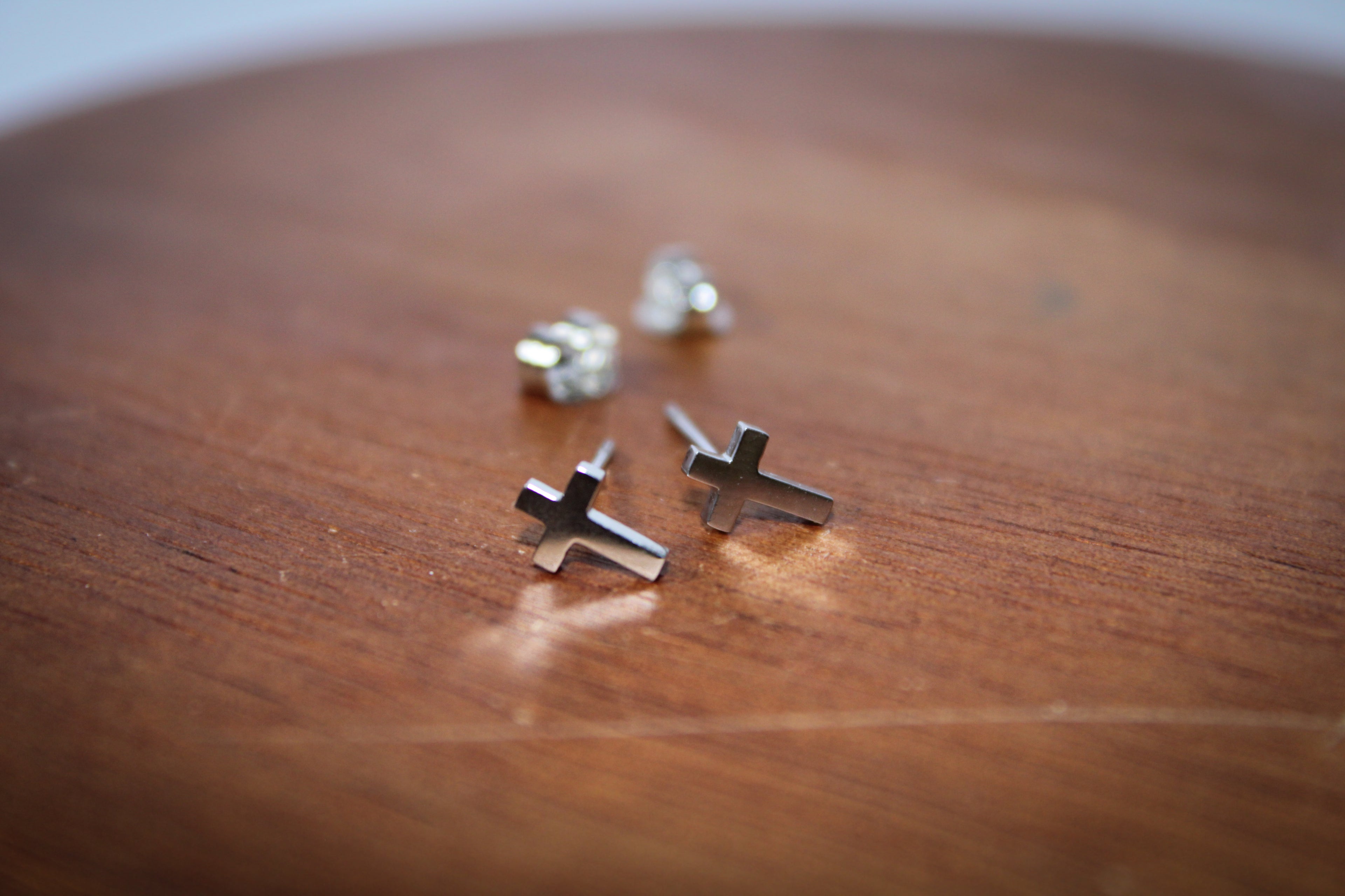 Silver Cross Studs