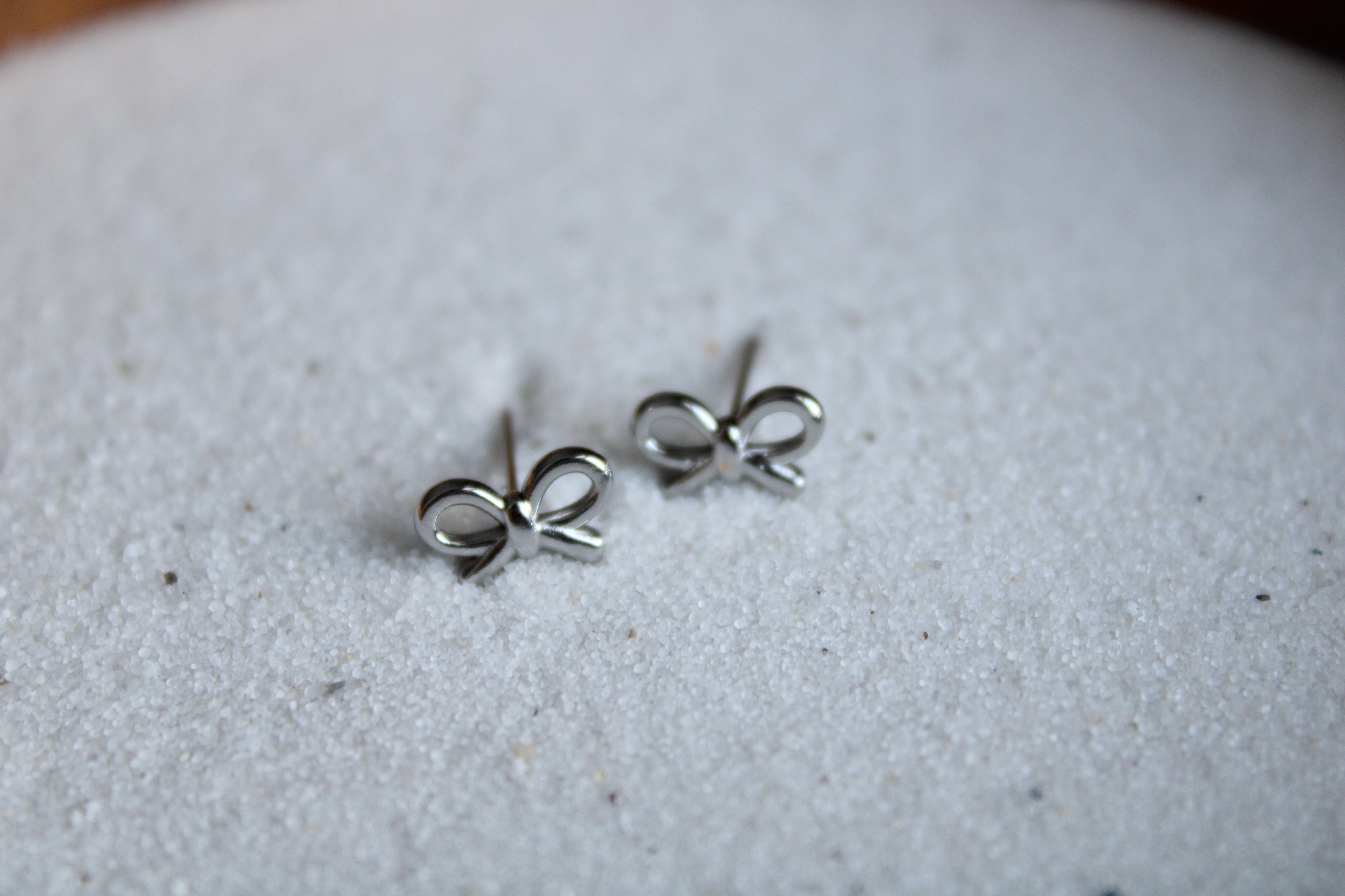 Silver Little Bow Studs