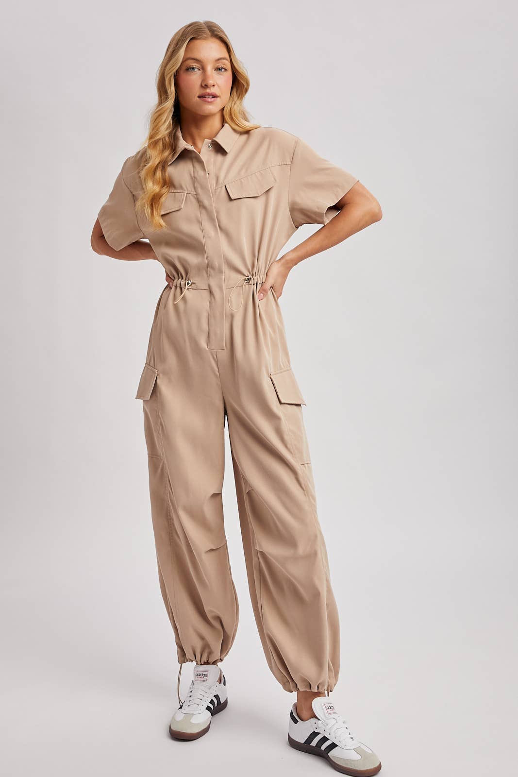 Cargo Button Down Jumpsuit