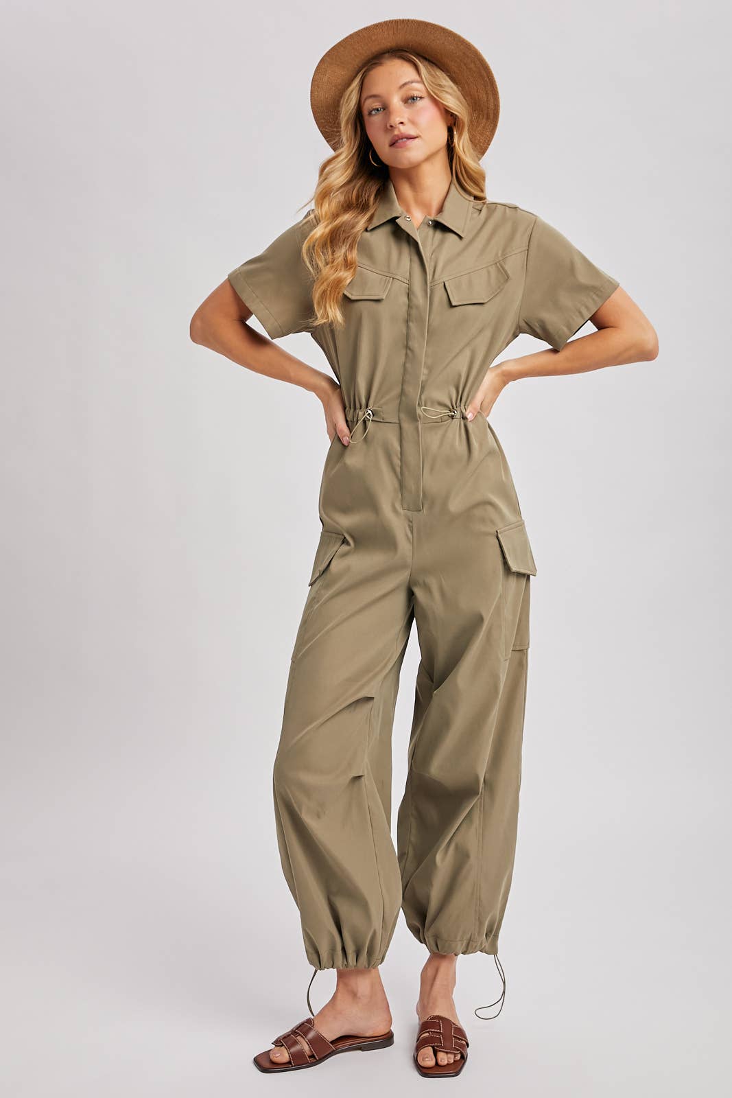 Cargo Button Down Jumpsuit