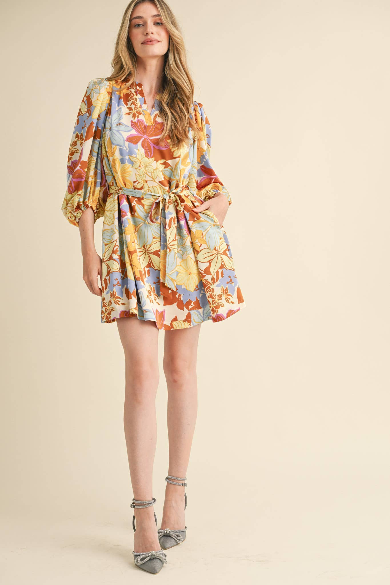 Puff Sleeve Floral Dress