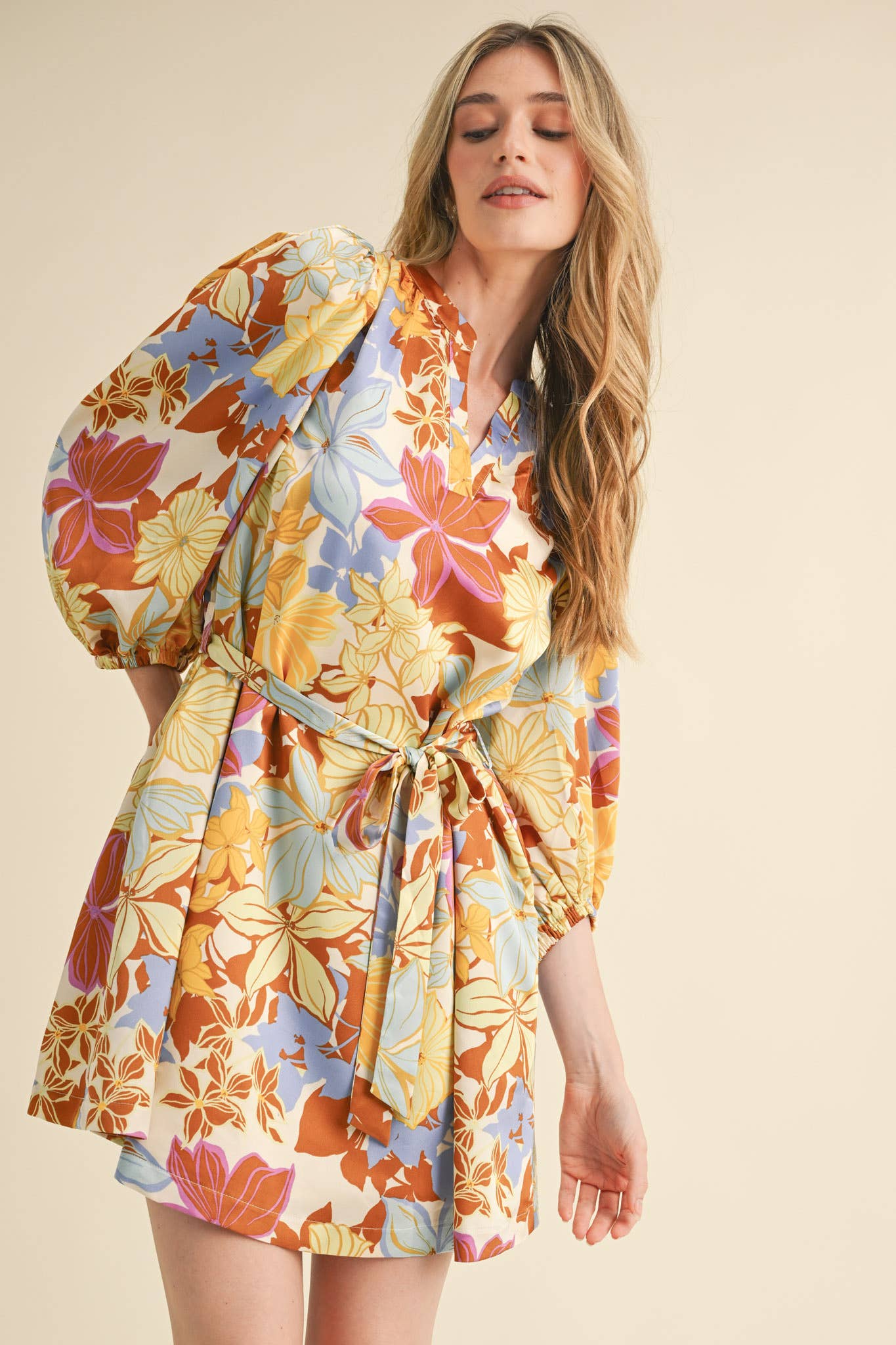Puff Sleeve Floral Dress