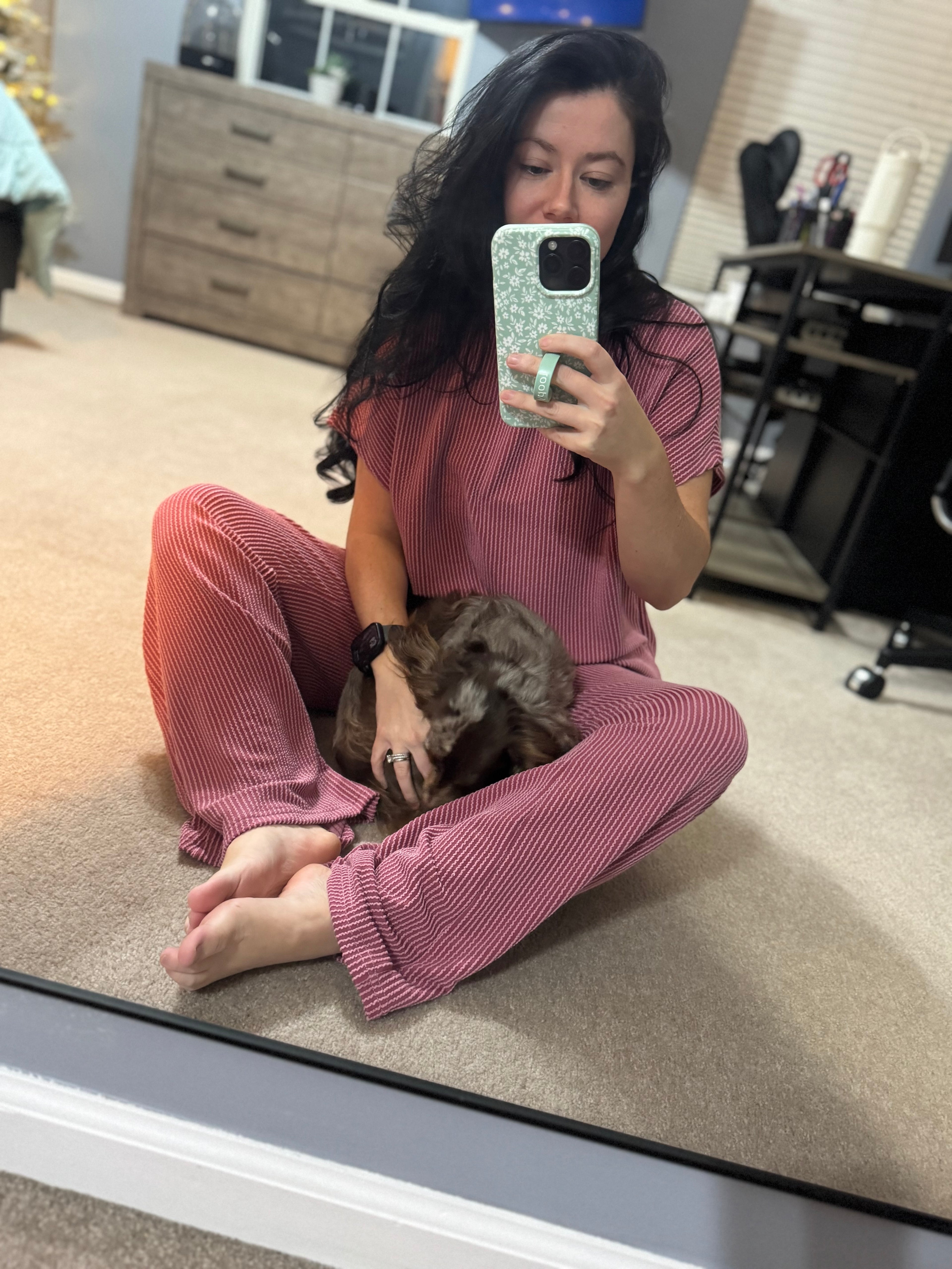 High Neck Loose Tee Elastic High Waist Loose Pant Set