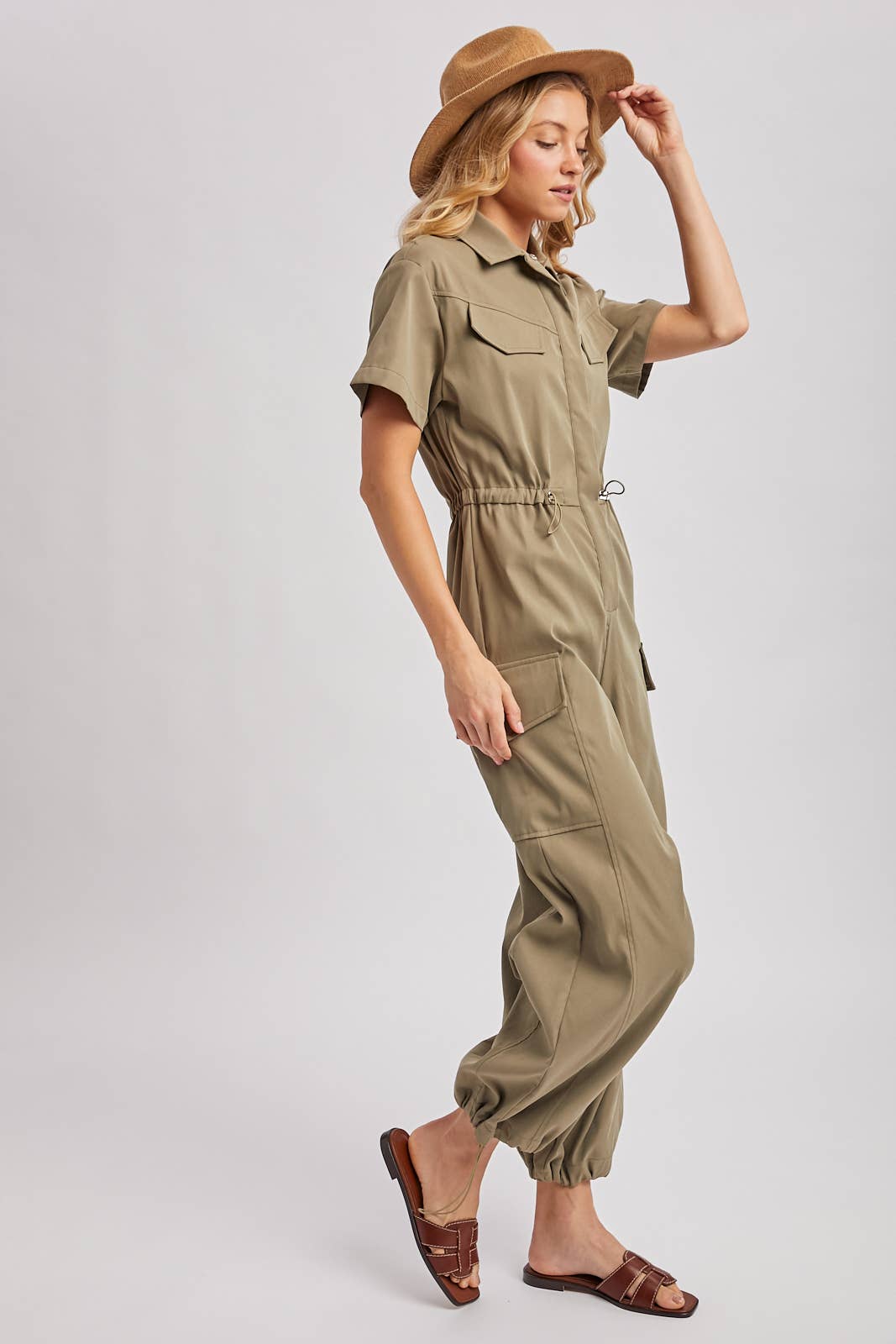 Cargo Button Down Jumpsuit