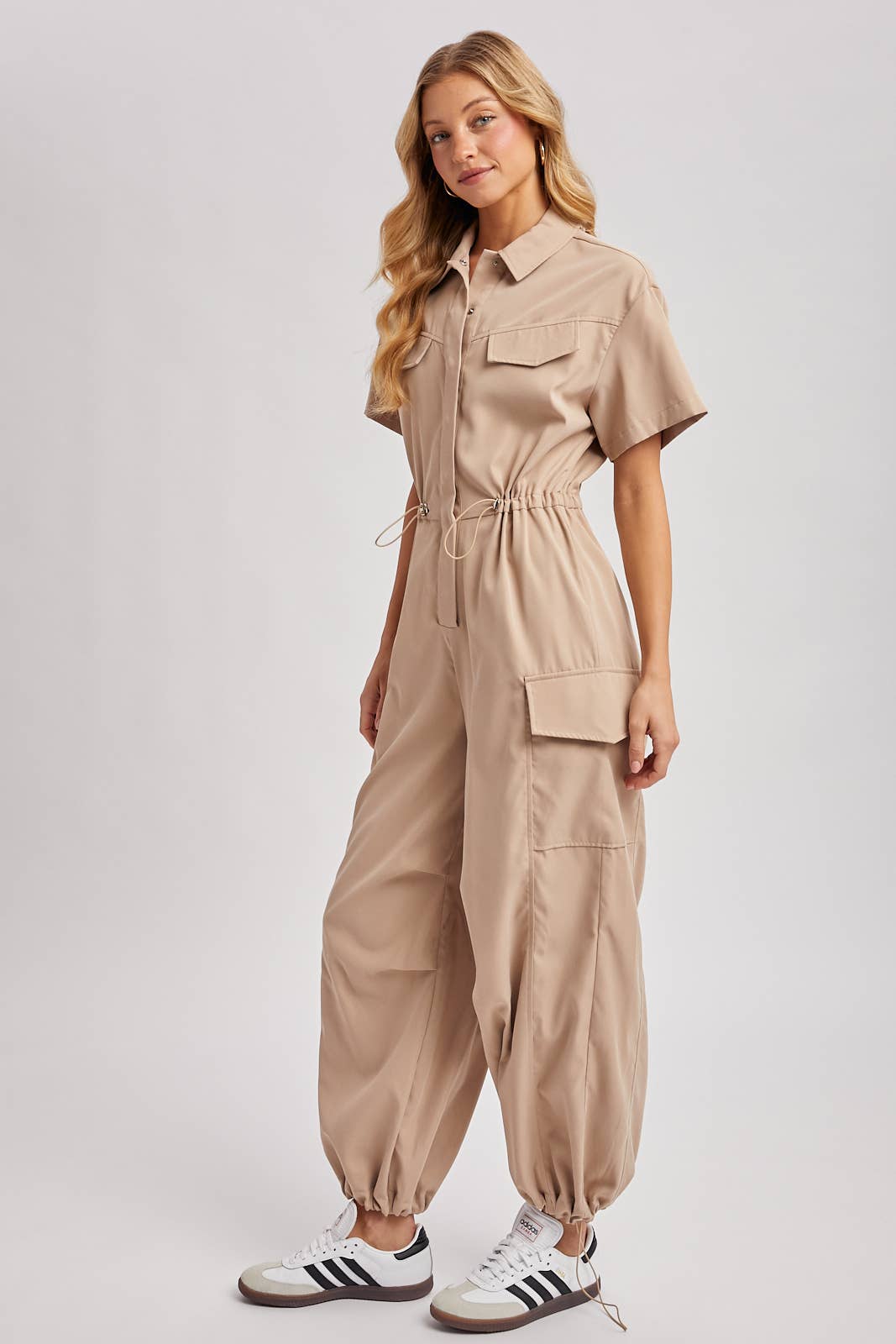 Cargo Button Down Jumpsuit