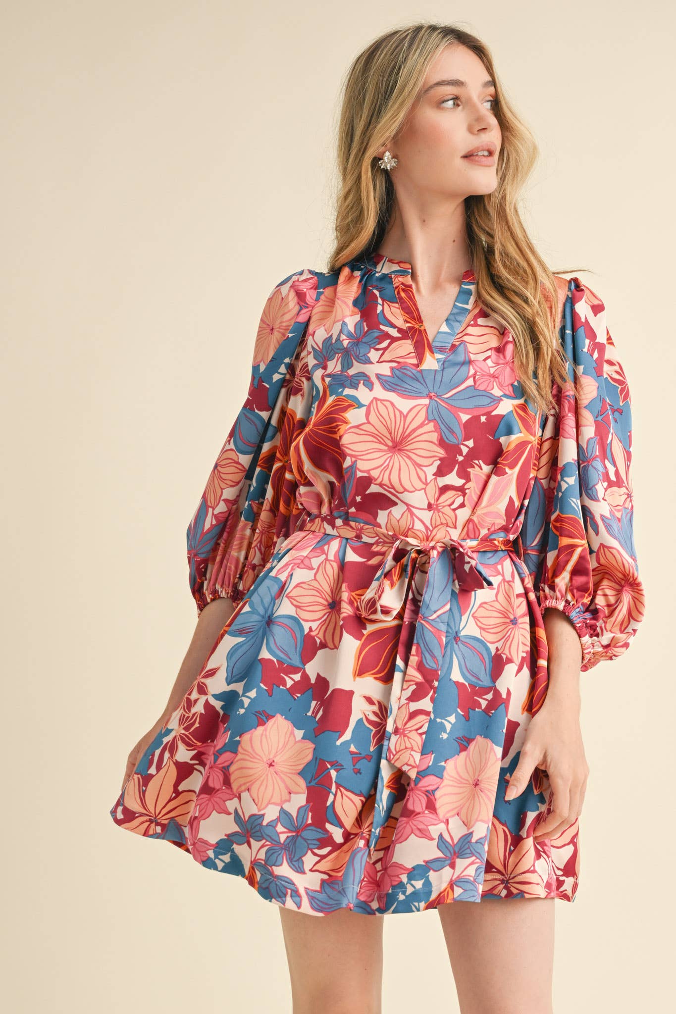 Puff Sleeve Floral Dress