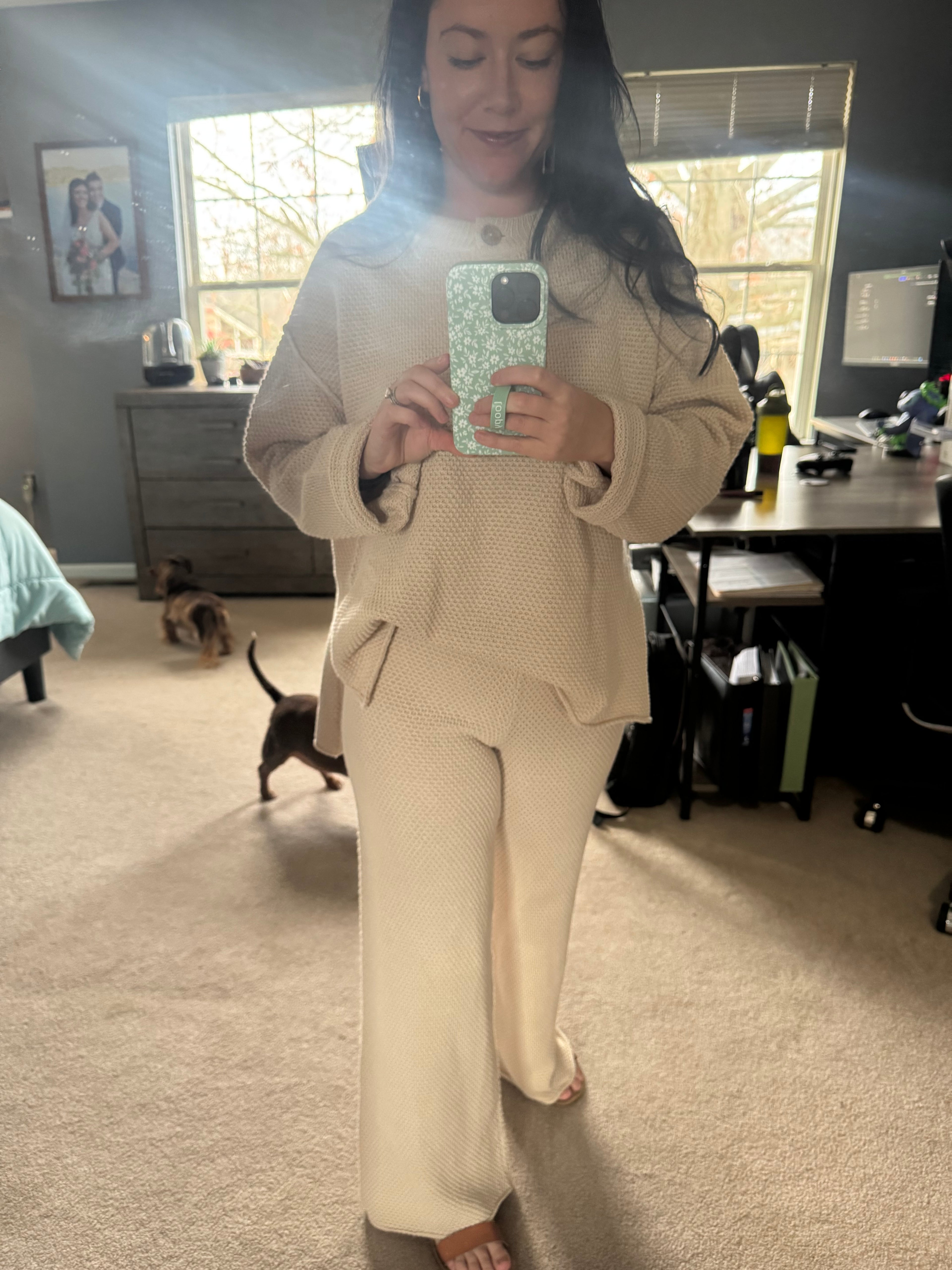 Textured Knit Top & Pants Set