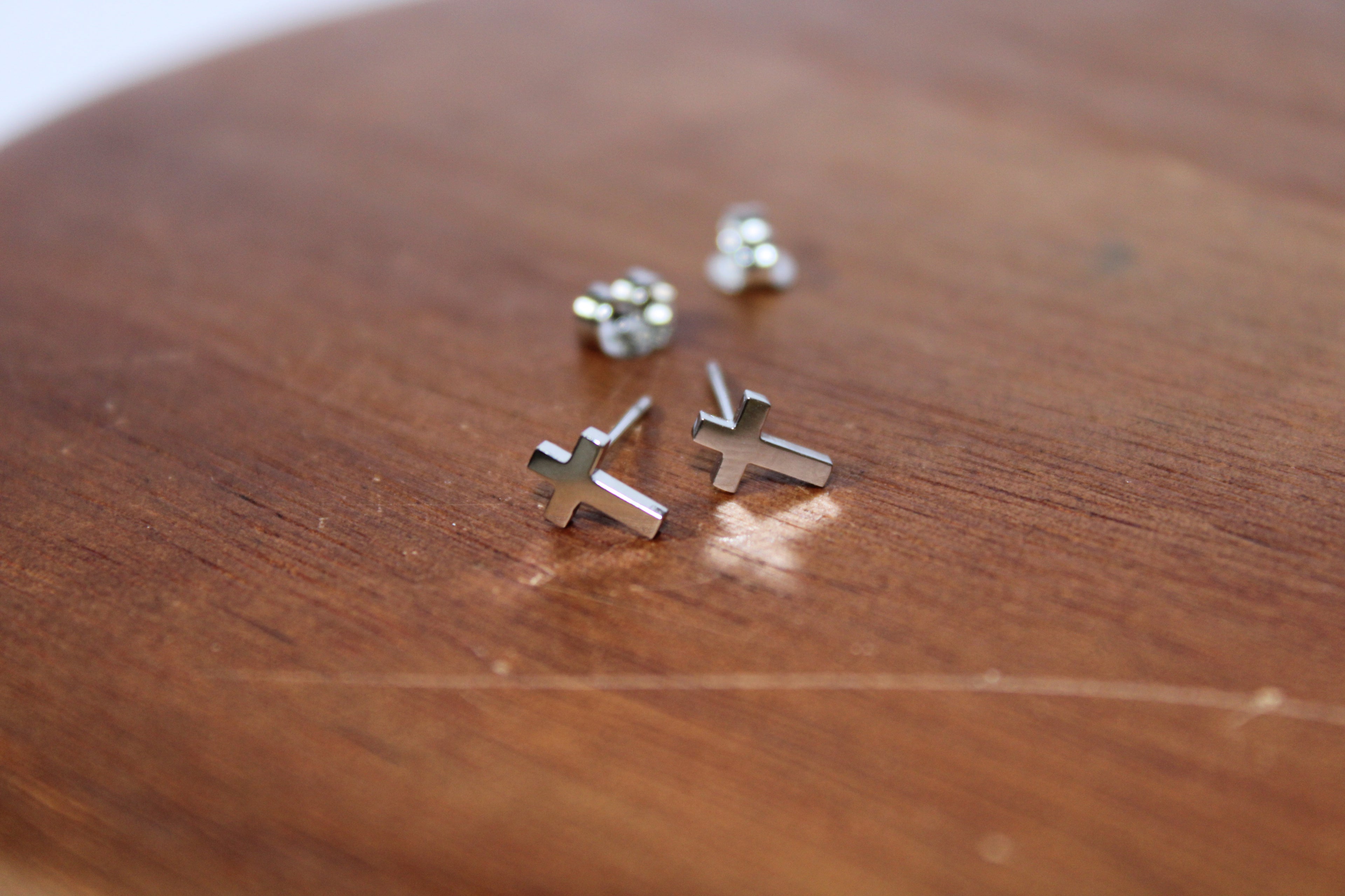 Silver Cross Studs