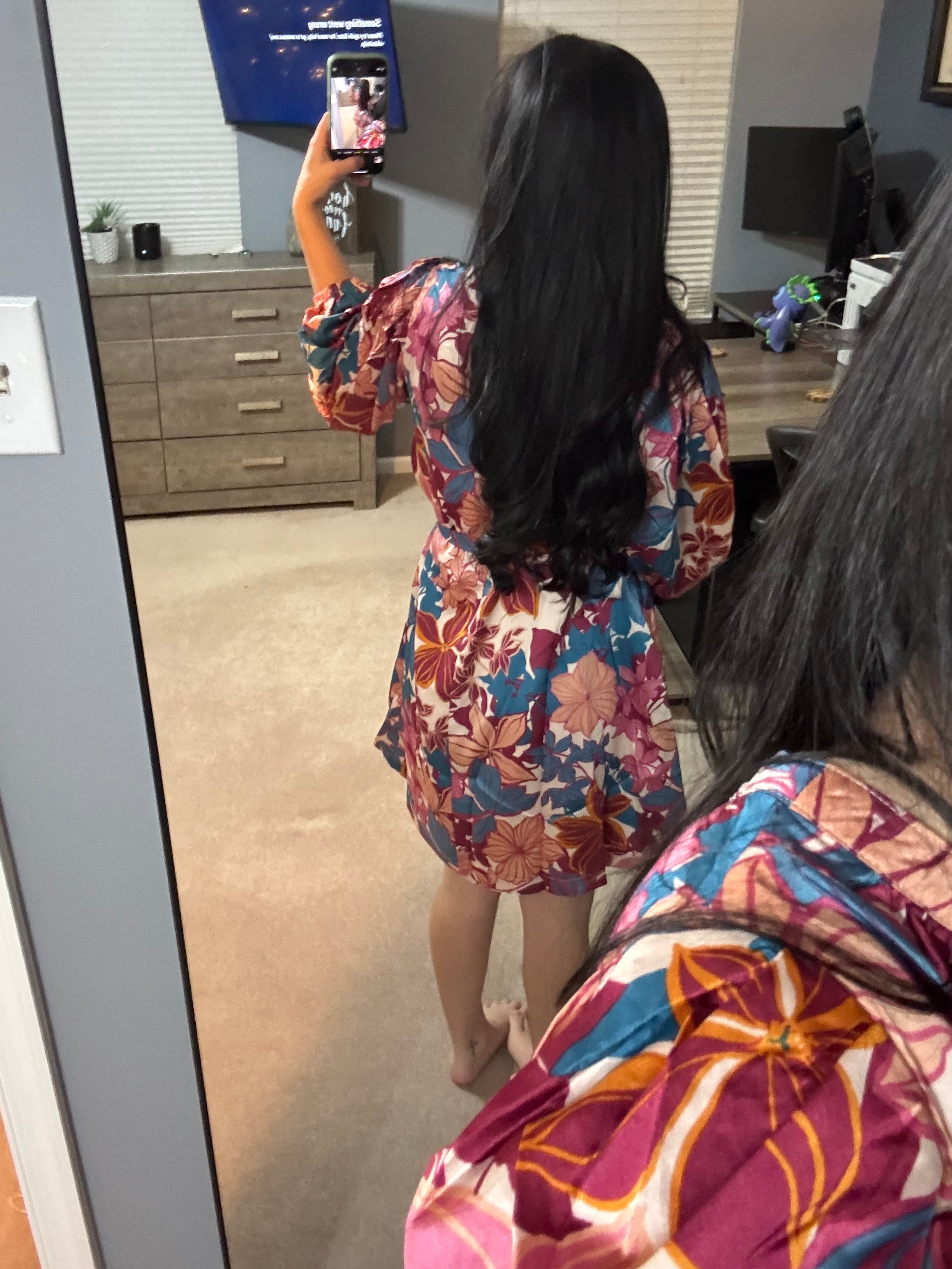 Puff Sleeve Tying Waist Dress