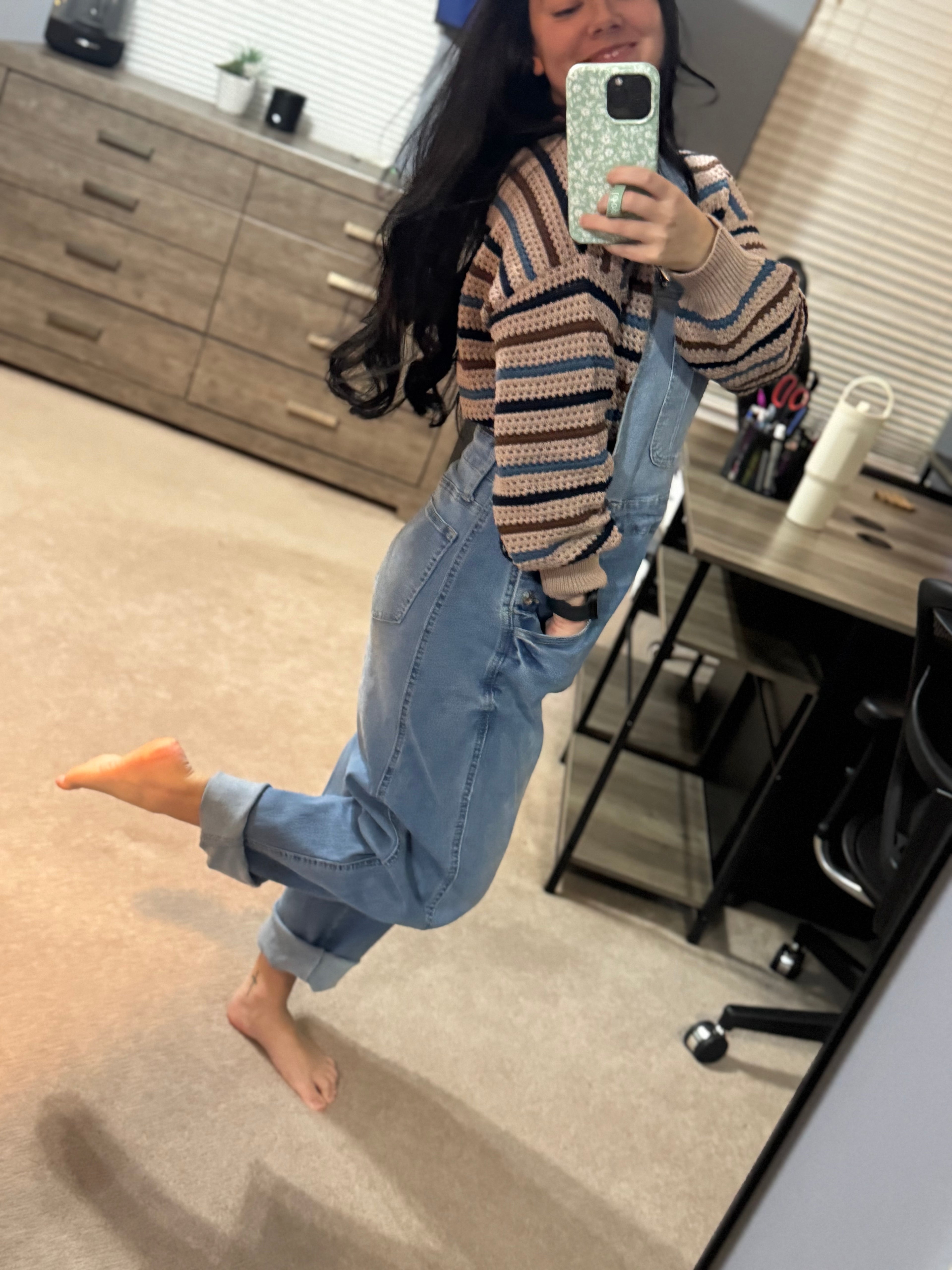 Adjustable Buckle Barrel Denim Overalls