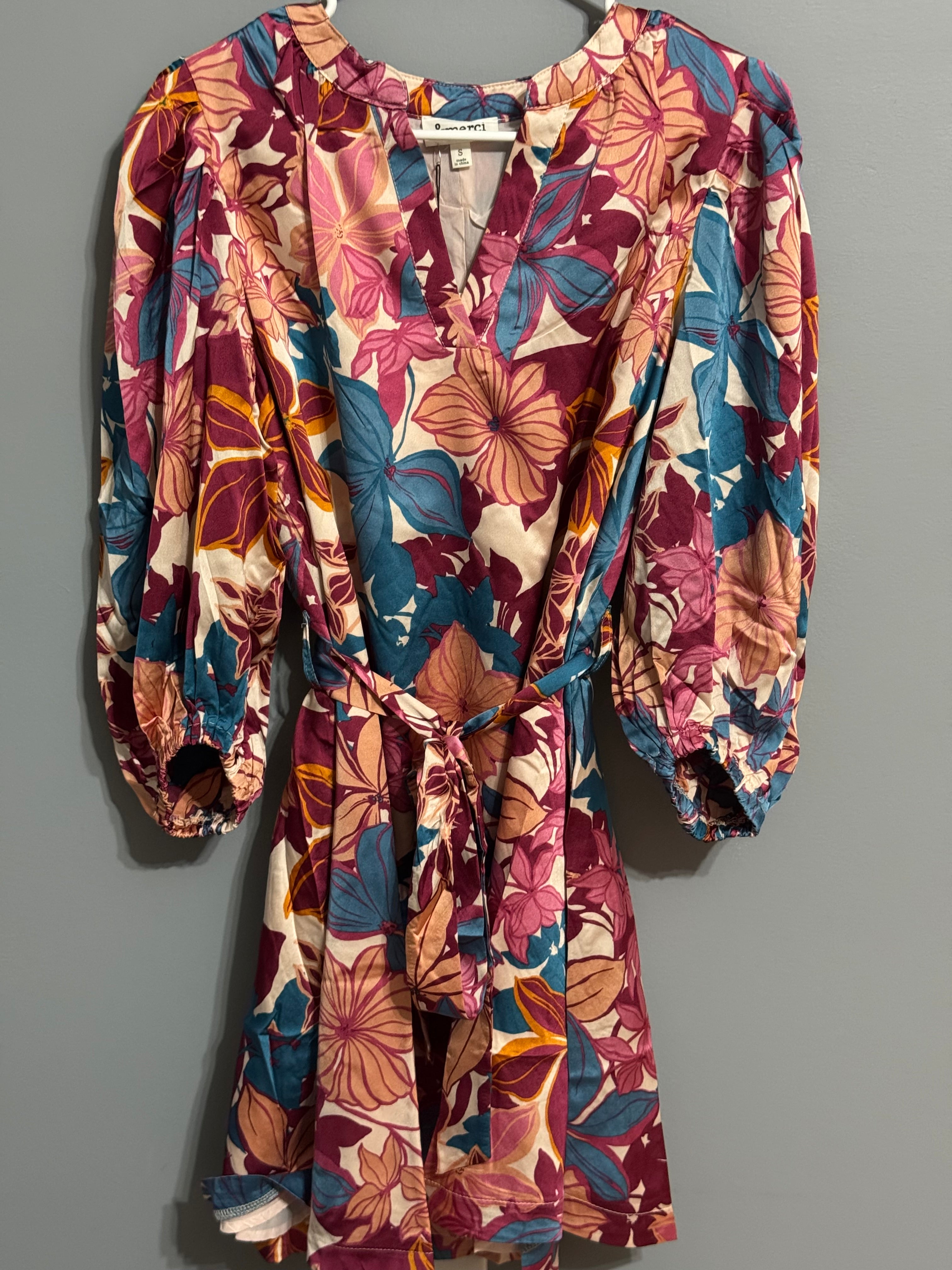 Puff Sleeve Tying Waist Dress