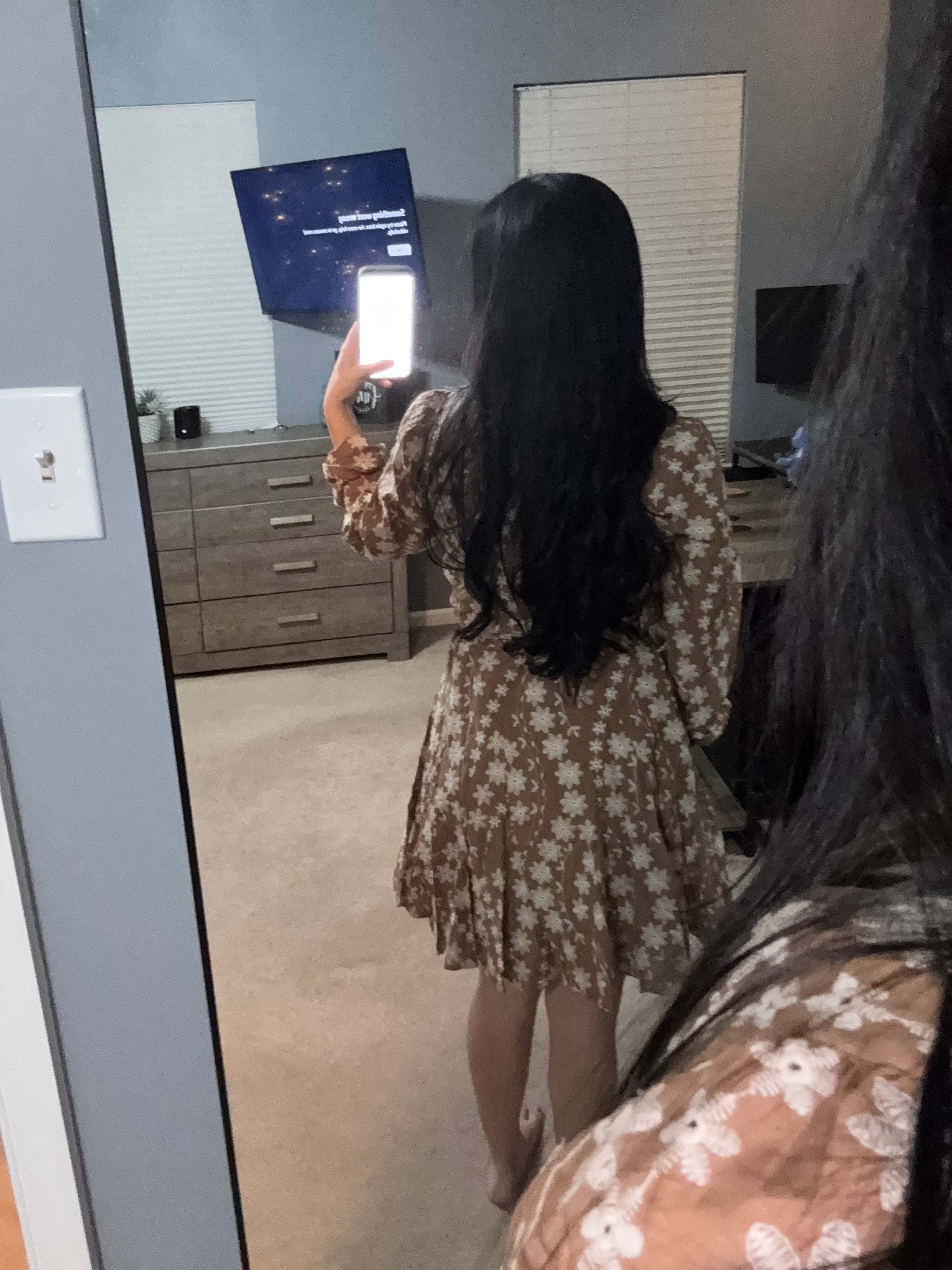 Floral Embroidery Button Down Flared Dress