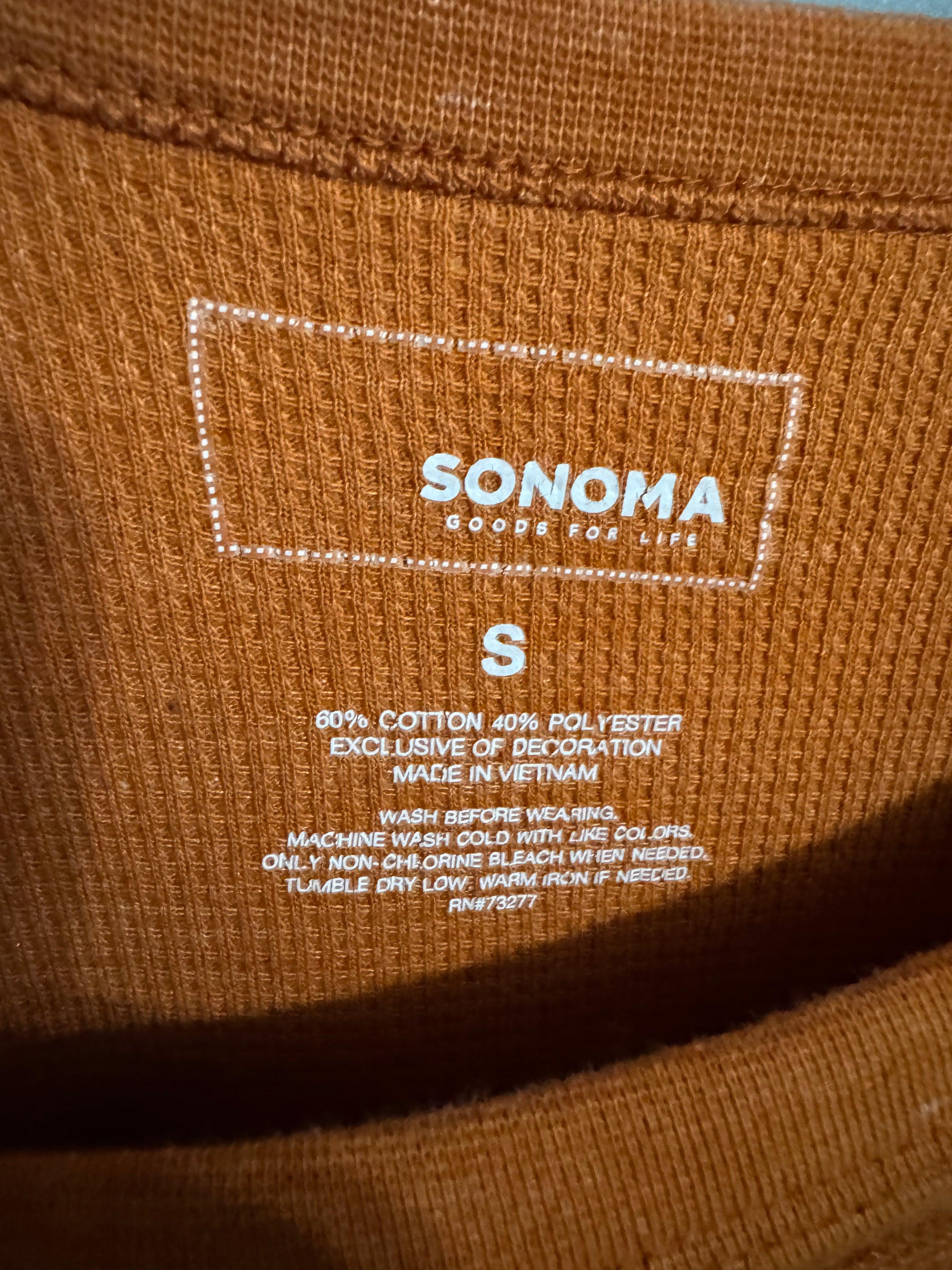 Sonoma Goods For Life Rust Waffle-Knit Long Sleeve – Size S