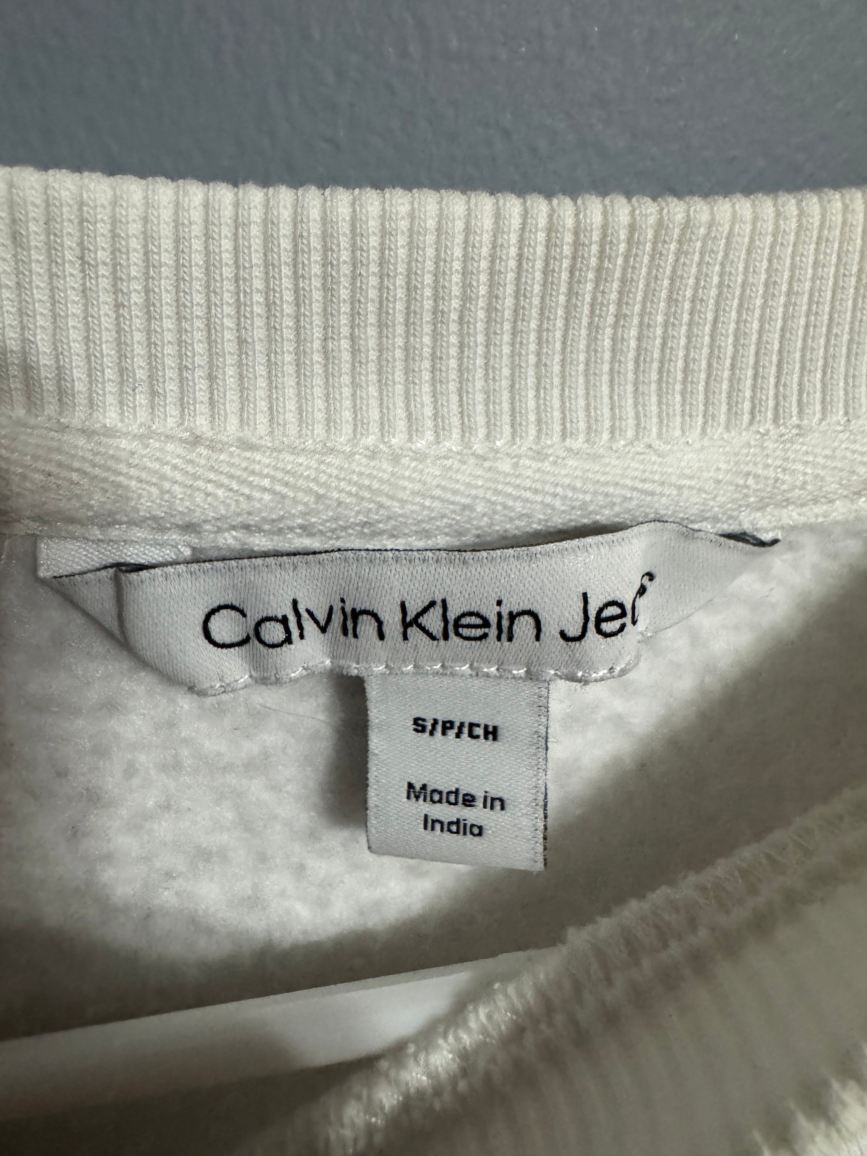 Calvin Klein Jeans White Logo Sweatshirt – Size S
