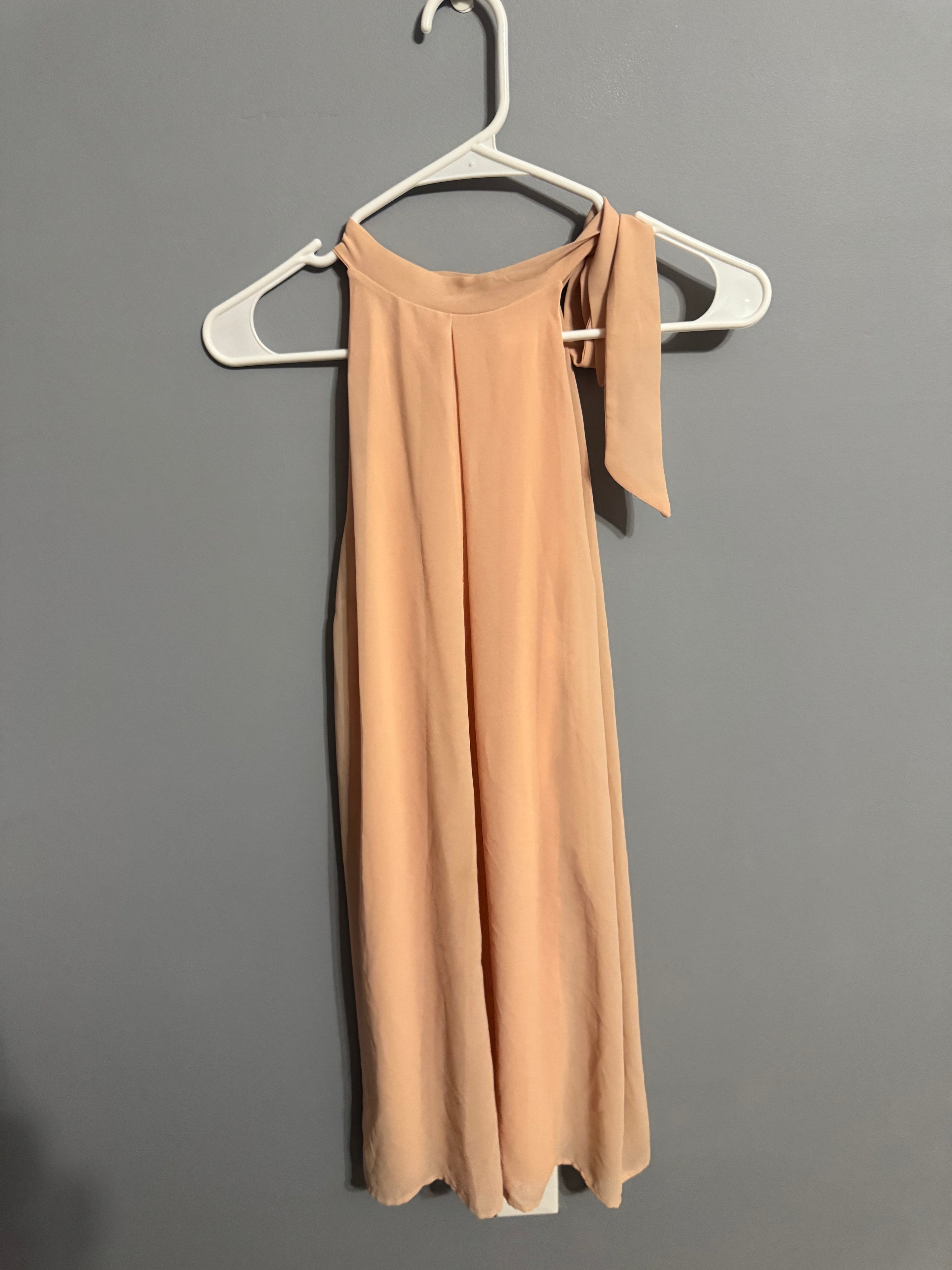 Peach One-Shoulder Bow Halter Dress – Small