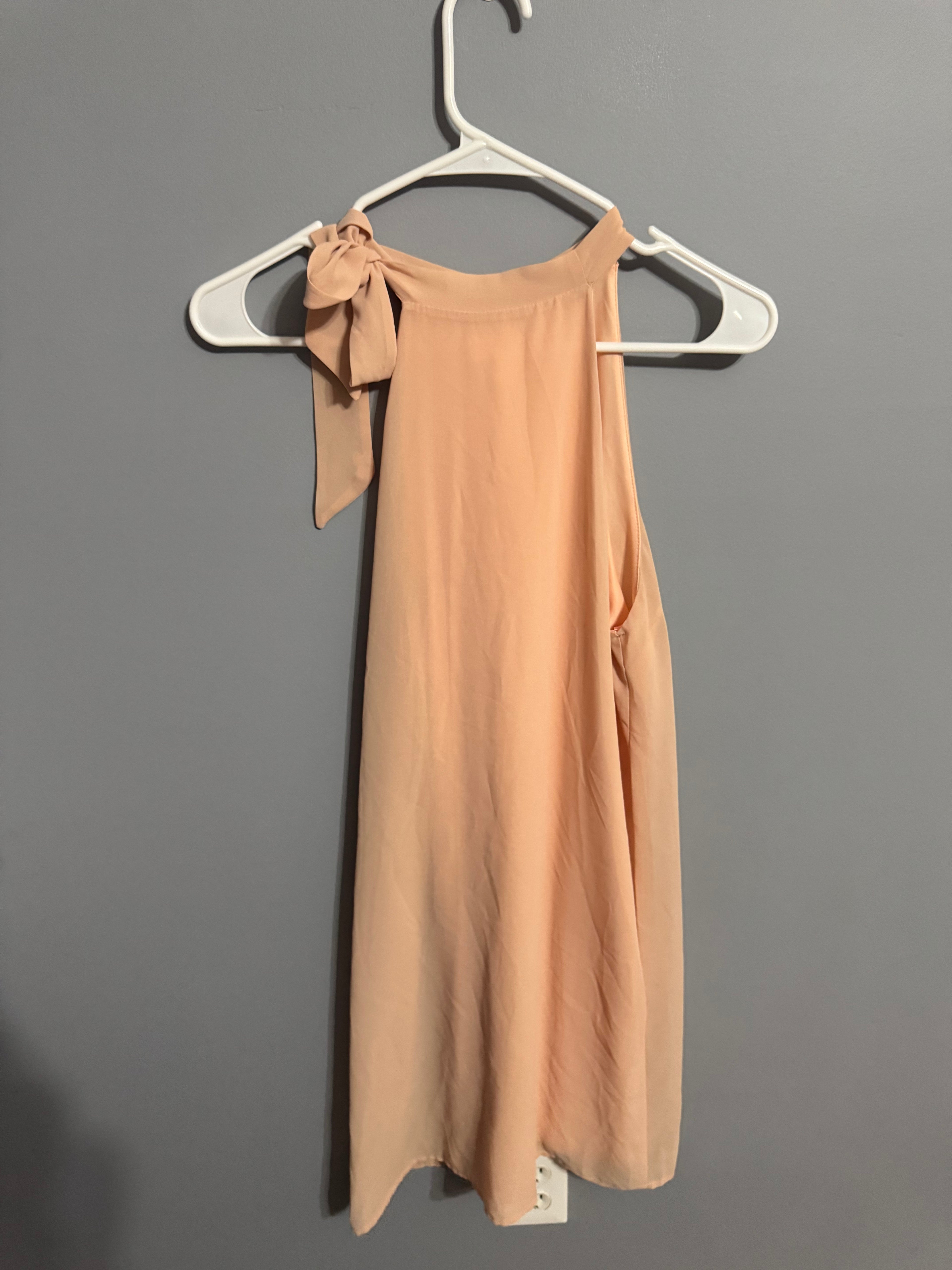 Peach One-Shoulder Bow Halter Dress – Small