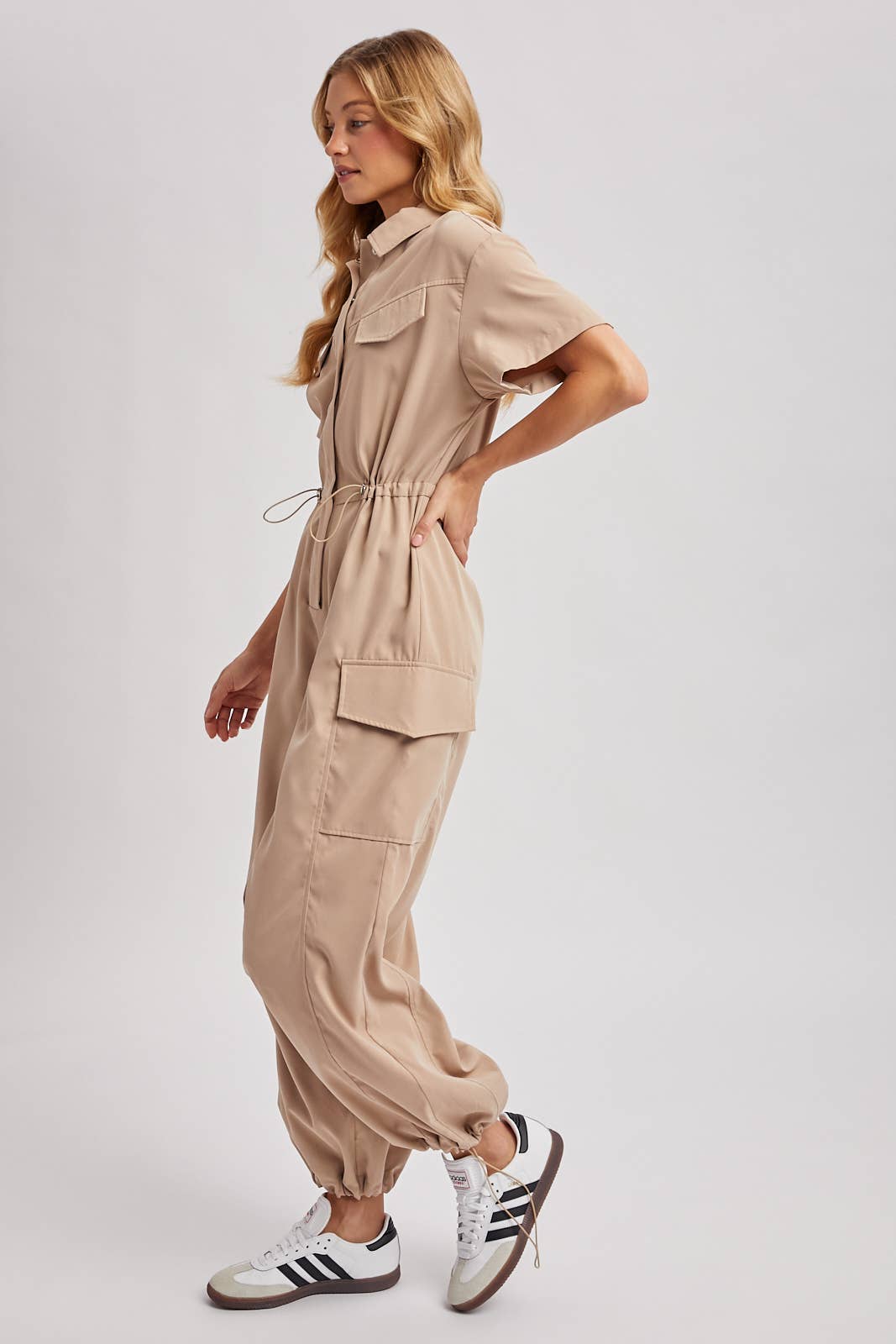 Cargo Button Down Jumpsuit
