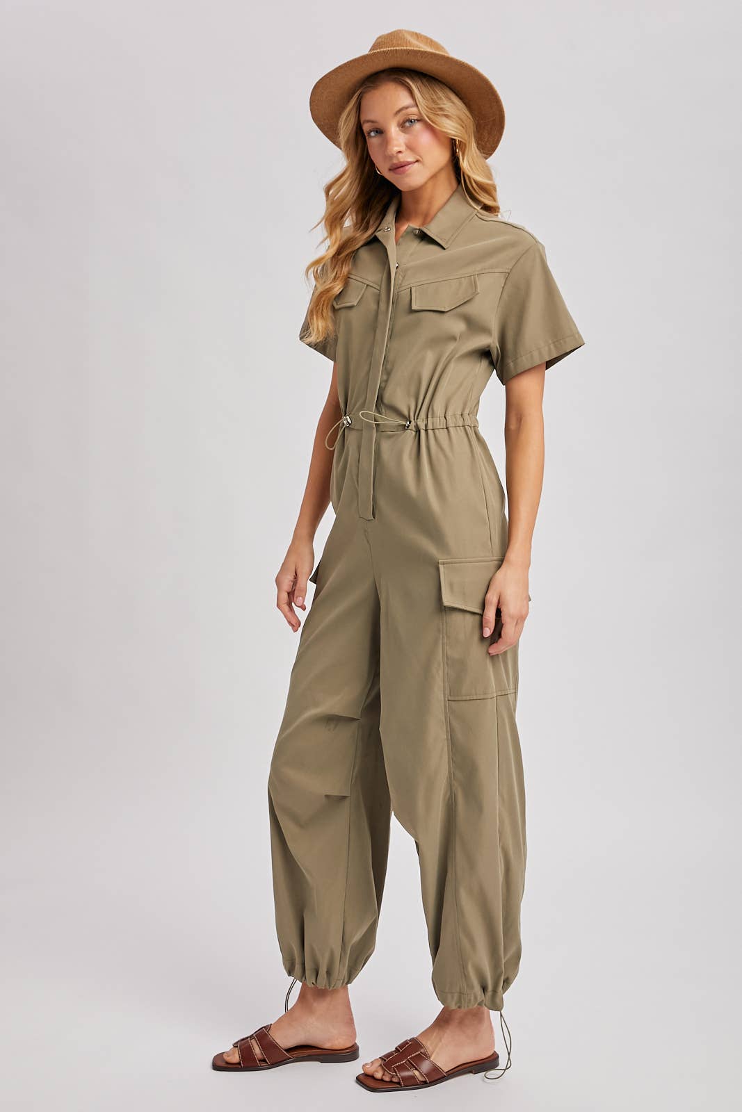 Cargo Button Down Jumpsuit