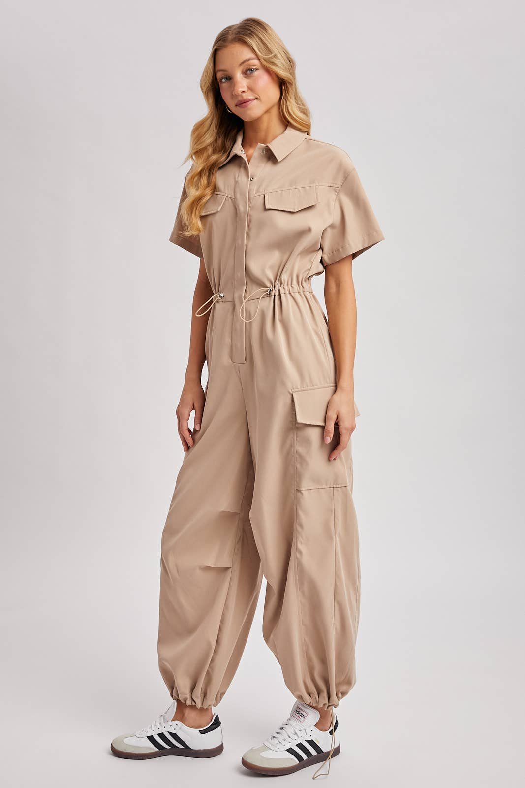 Cargo Button Down Jumpsuit