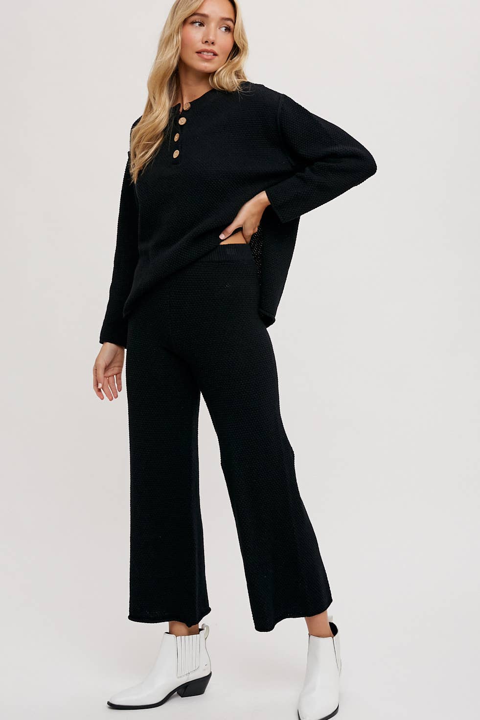Textured Knit top & Pants Set