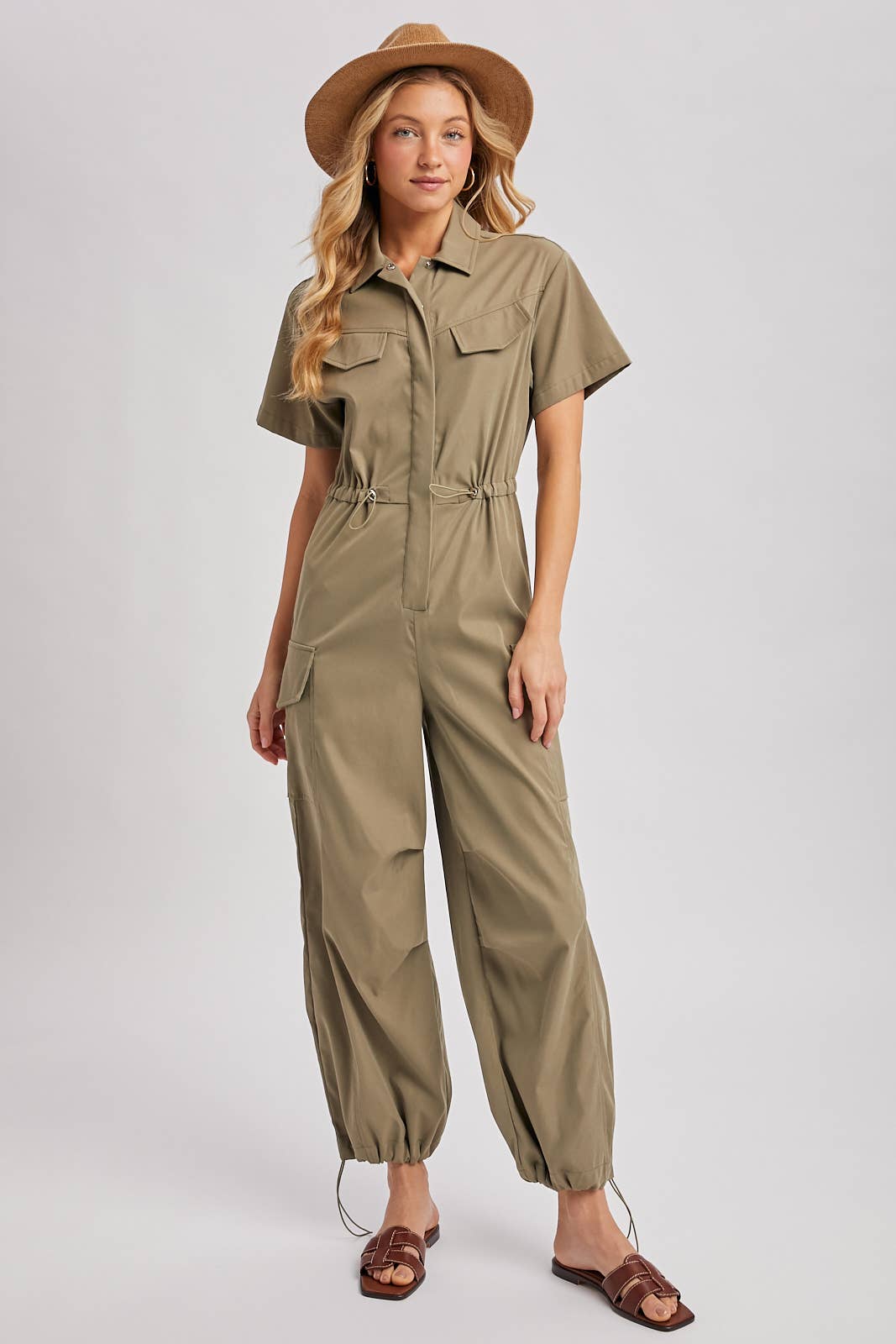 Cargo Button Down Jumpsuit