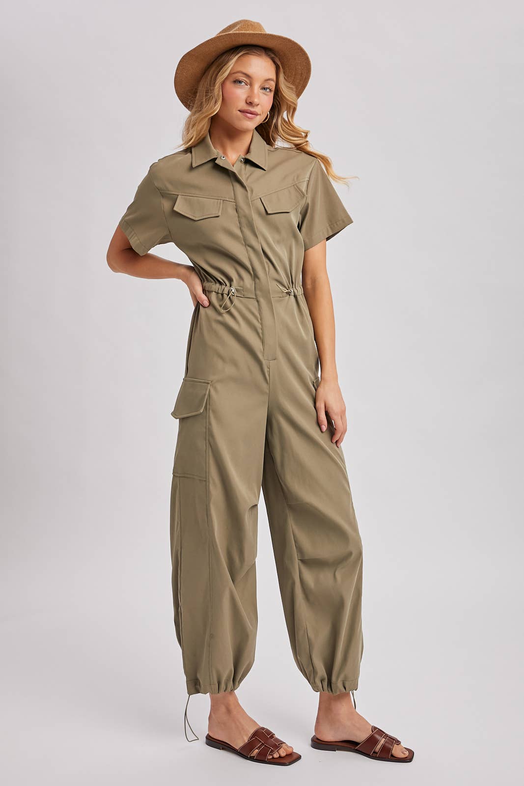 Cargo Button Down Jumpsuit